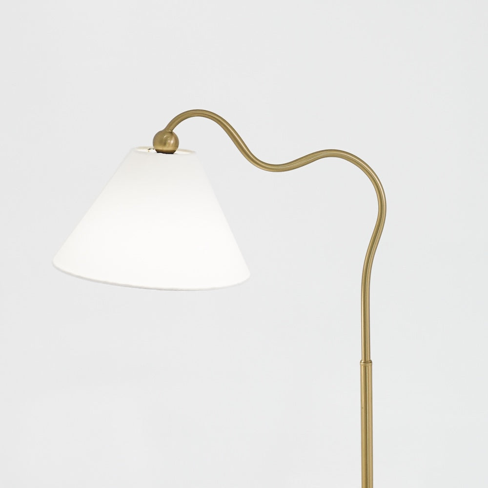 Ashcroft - Ornate Brass Ring Base Curved Table Lamp with Triangle White Drum Shade