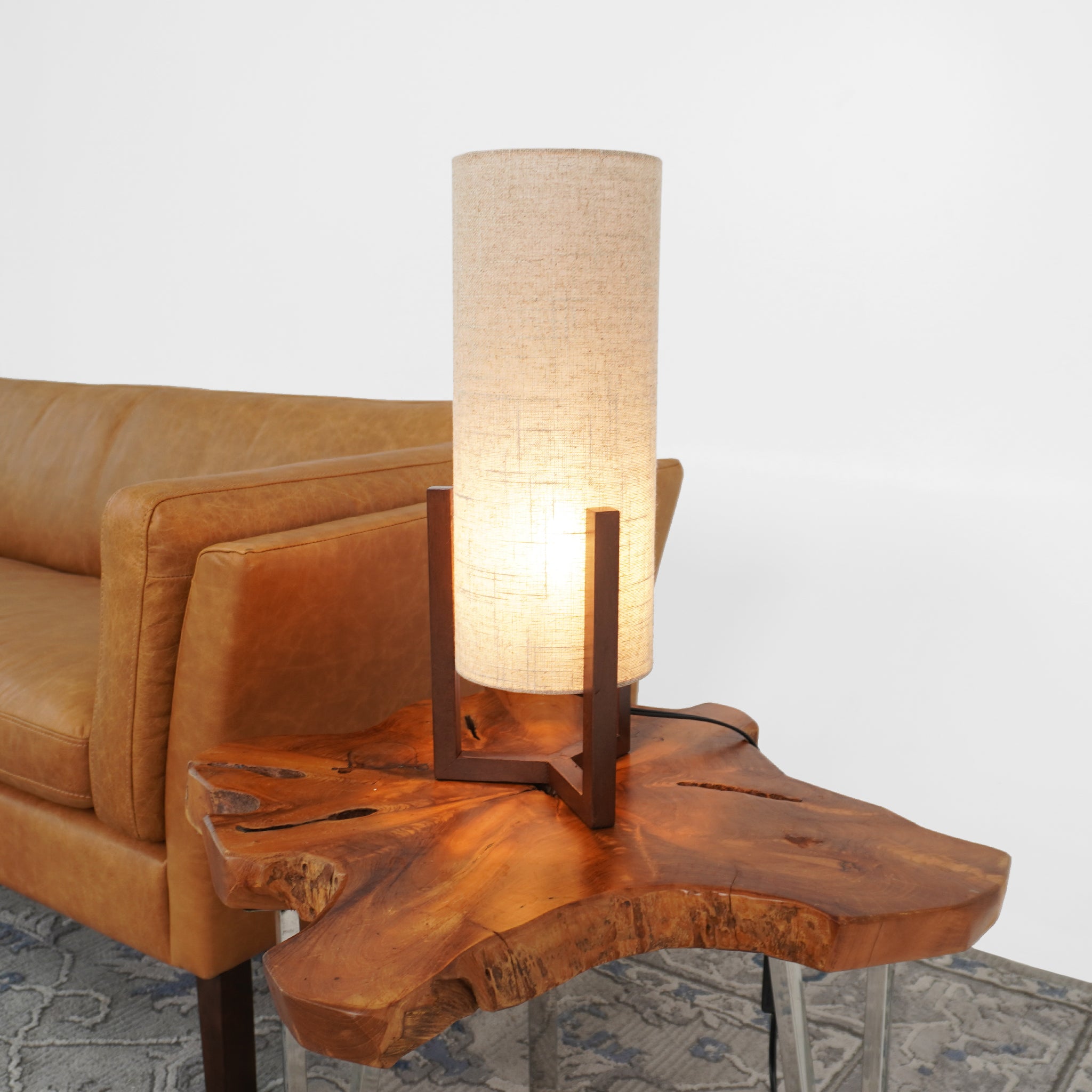 Ashcroft - Brisa Table Lamp, Walnut Wood Base with Natural Linen Shade