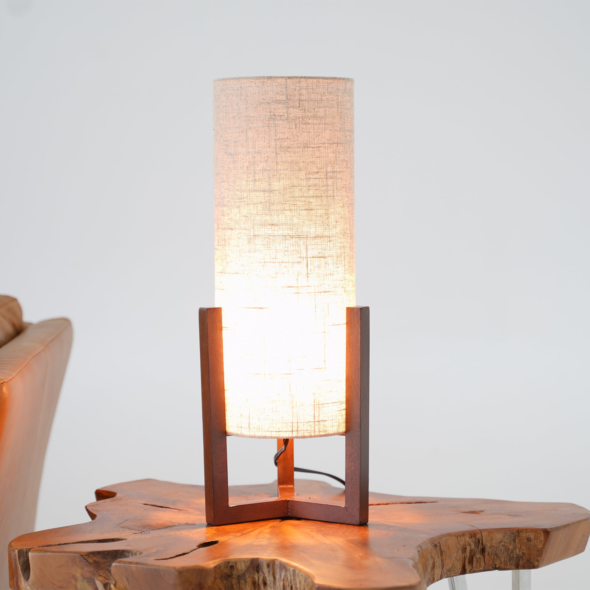 Ashcroft - Brisa Table Lamp, Walnut Wood Base with Natural Linen Shade