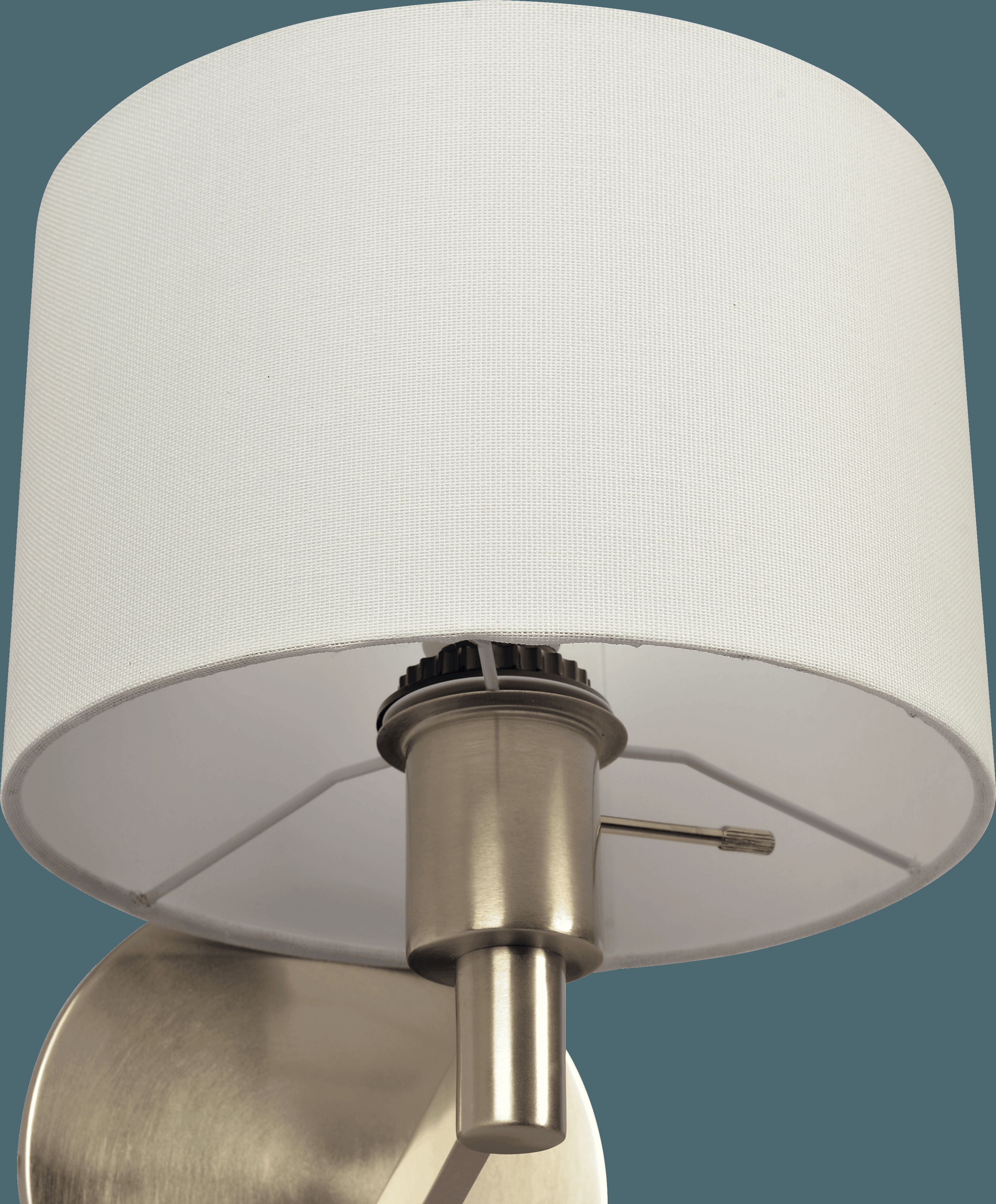 Ashcroft - Nebula Brushed Nickel Base Wall Lamp with Rotary Switch White Fabric Shade