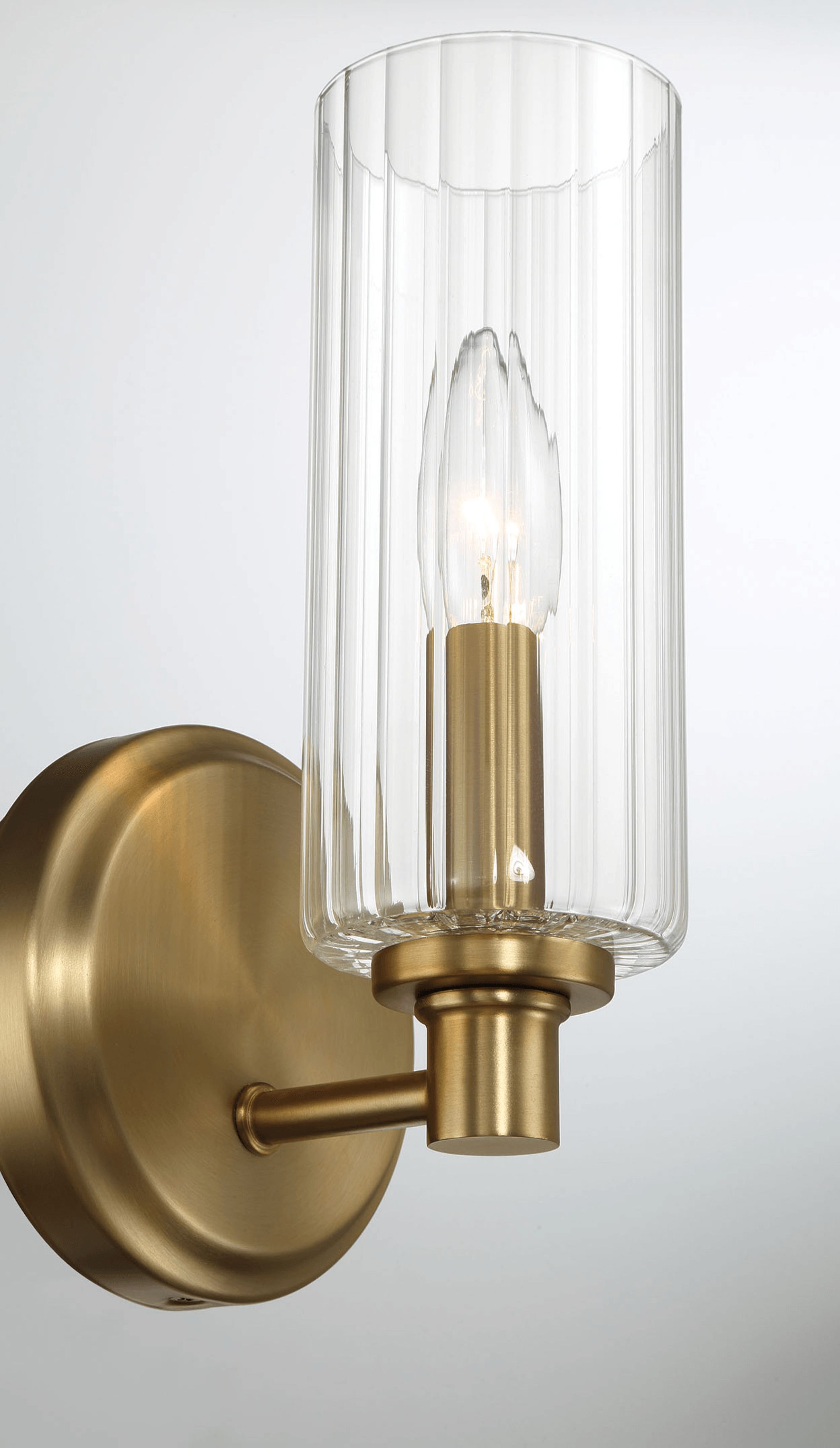 Ashcroft - Jardin Single Light Wall Sconce With Clear Ribbed Glass in Satin Brass