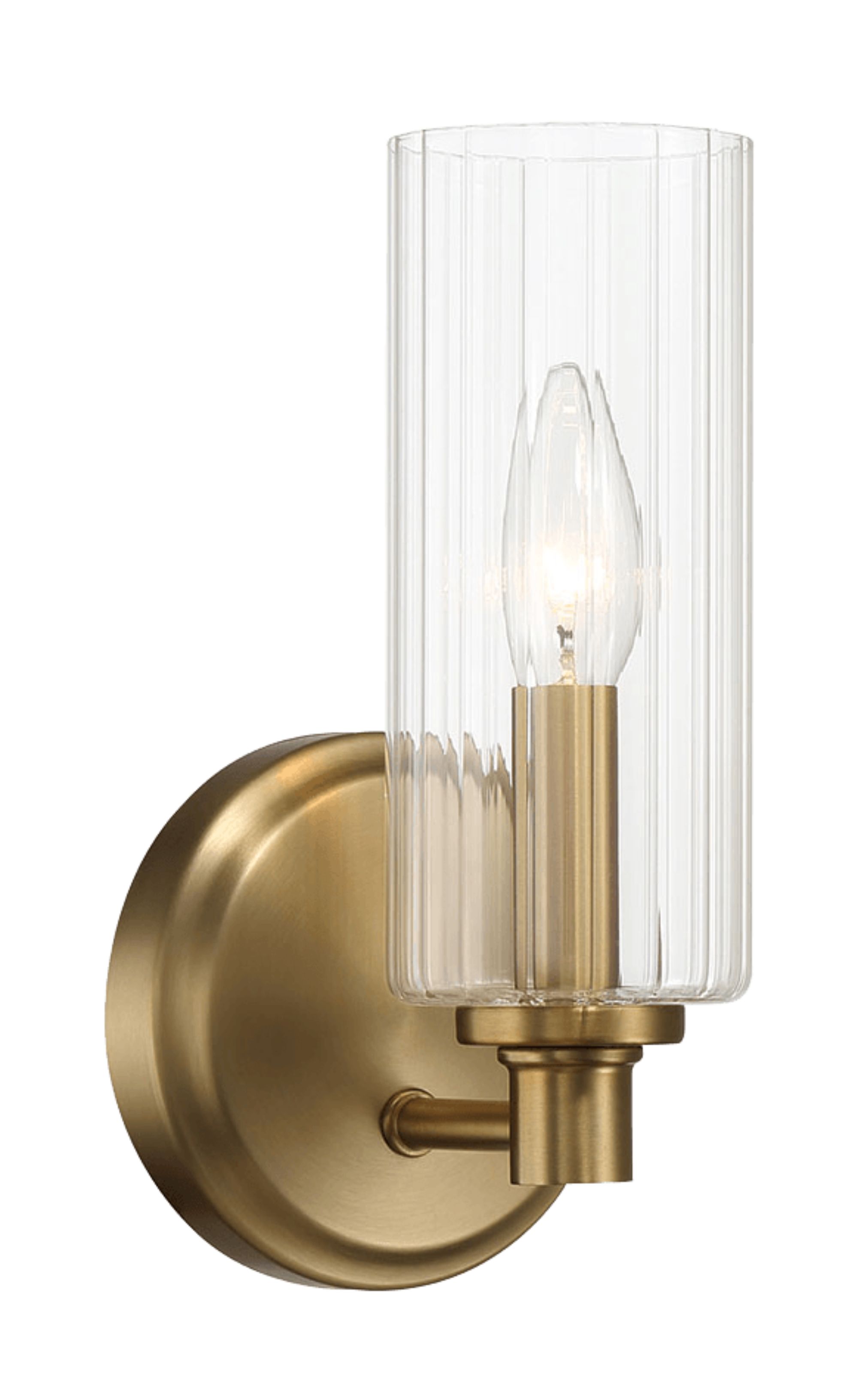 Ashcroft - Jardin Single Light Wall Sconce With Clear Ribbed Glass in Satin Brass