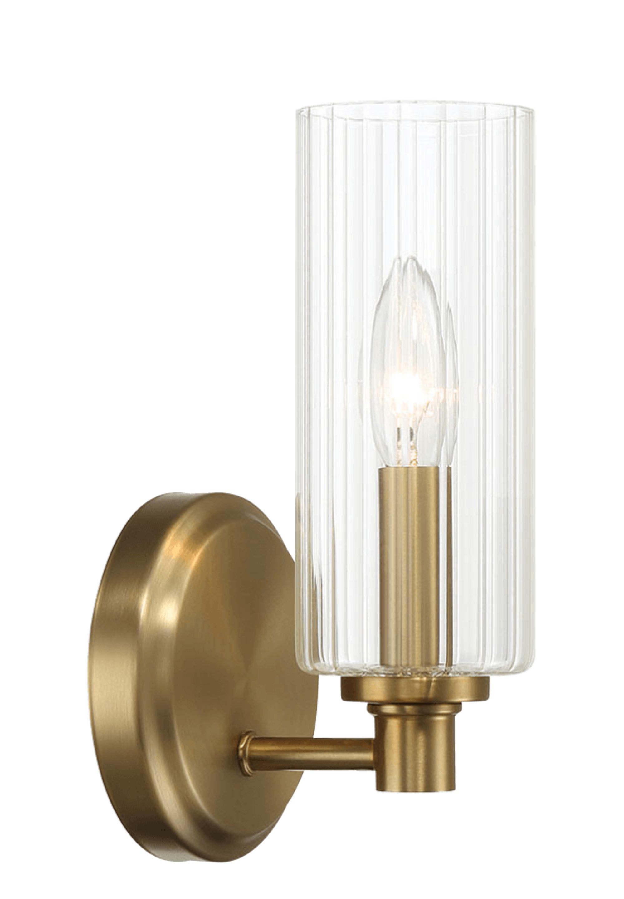 Ashcroft - Jardin Single Light Wall Sconce With Clear Ribbed Glass in Satin Brass