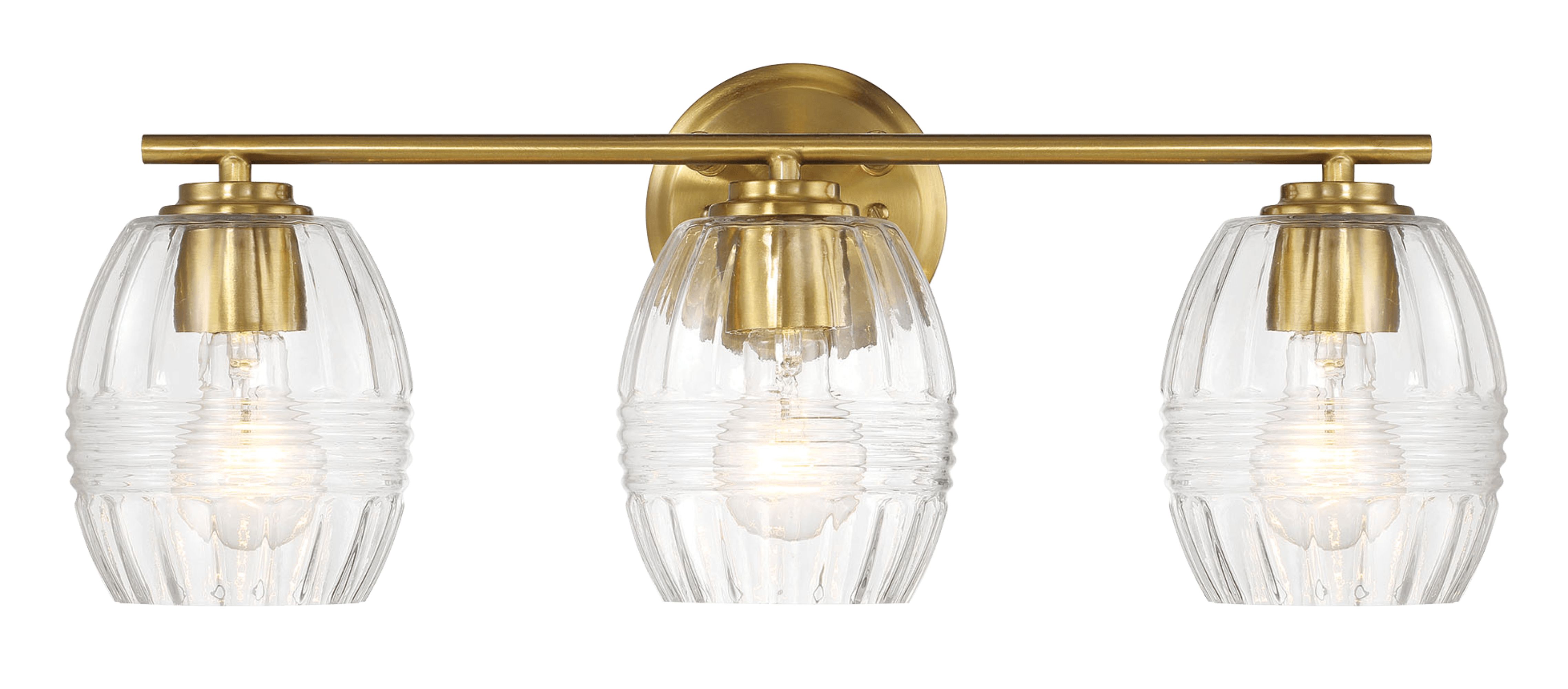 Ashcroft - Luster Three Lights Vanity With Clear Glass for Bathrooms above Mirror Wall Lamp - Satin Brass