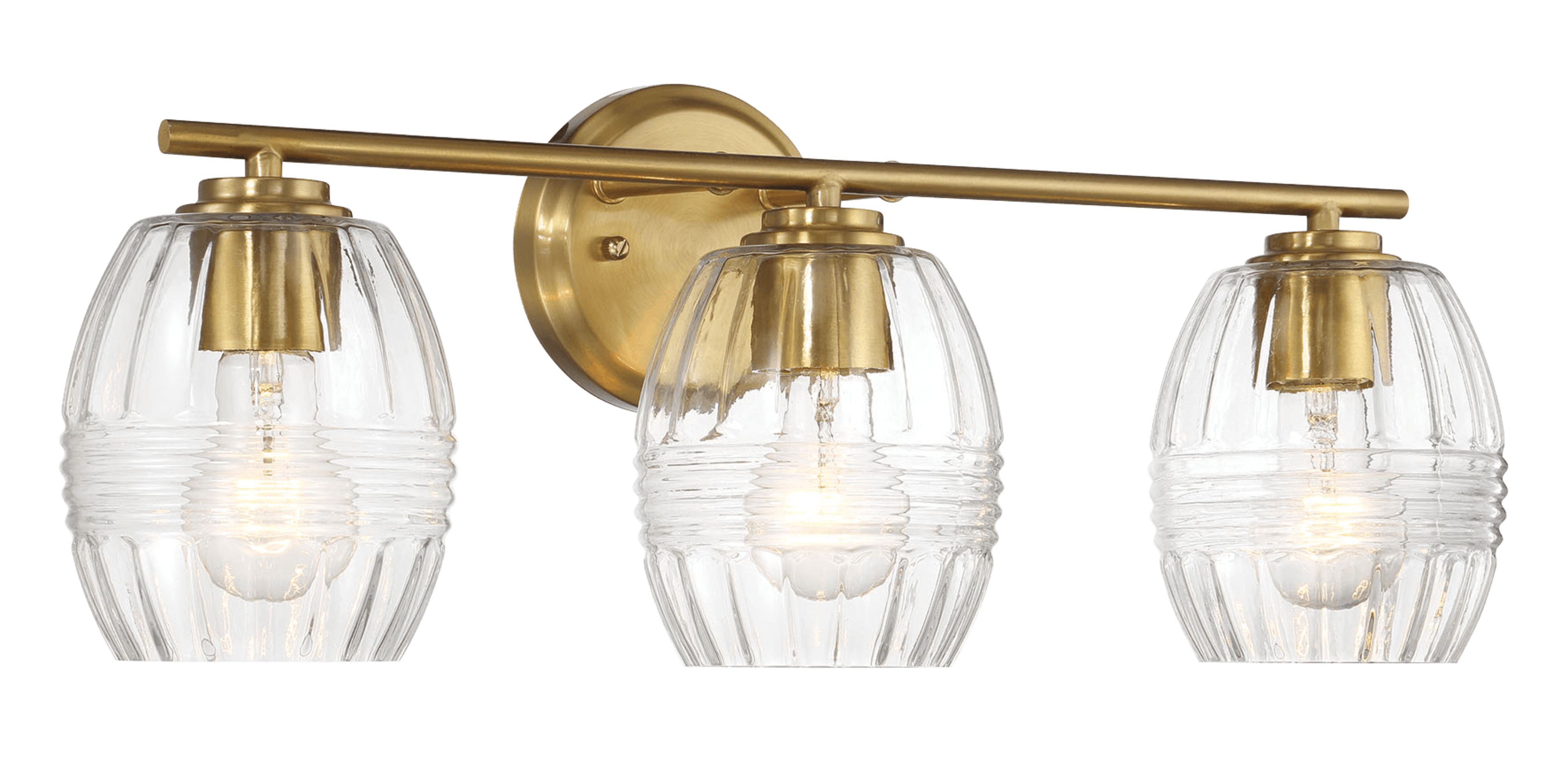 Ashcroft - Luster Three Lights Vanity With Clear Glass for Bathrooms above Mirror Wall Lamp - Satin Brass