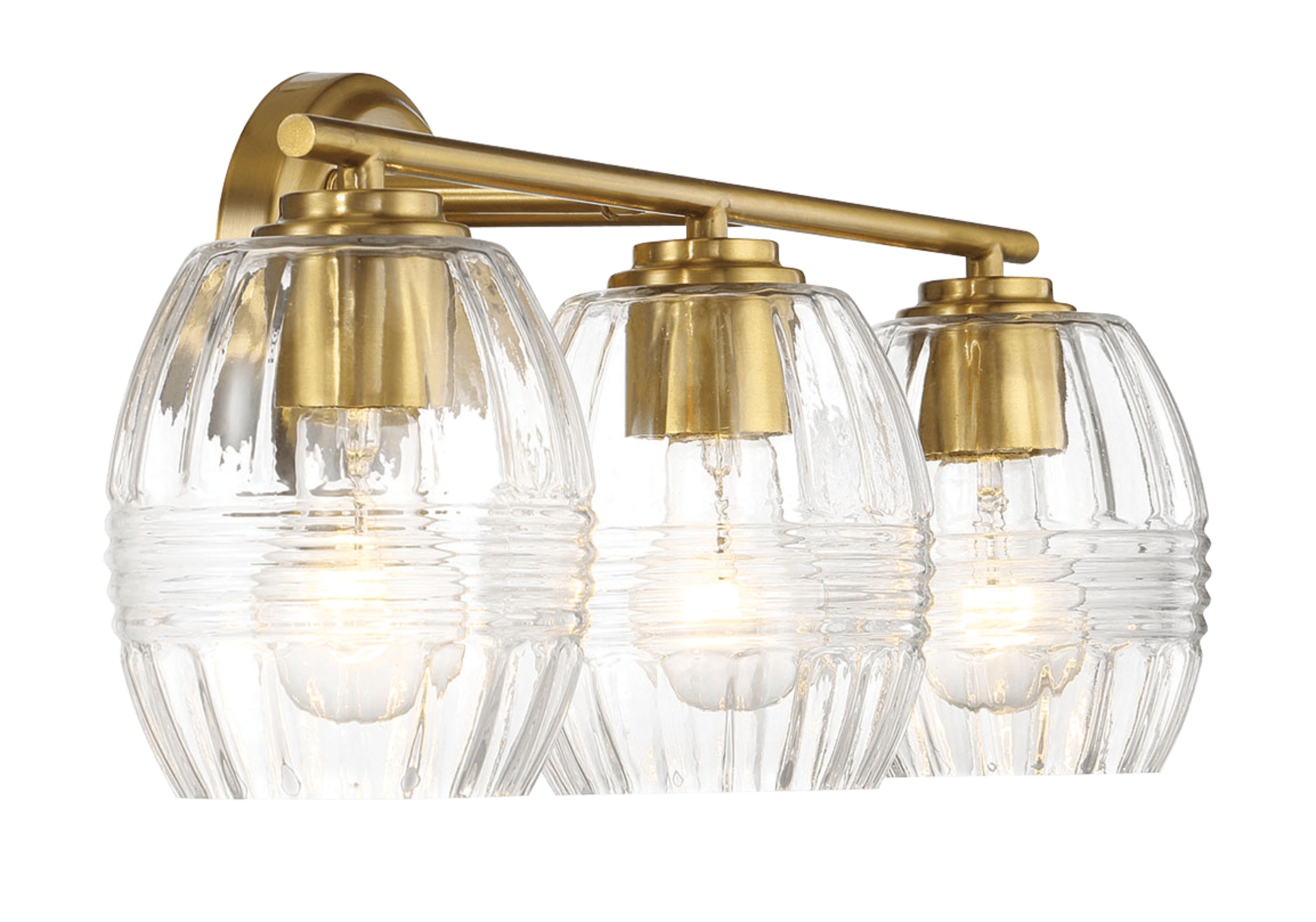 Ashcroft - Luster Three Lights Vanity With Clear Glass for Bathrooms above Mirror Wall Lamp - Satin Brass