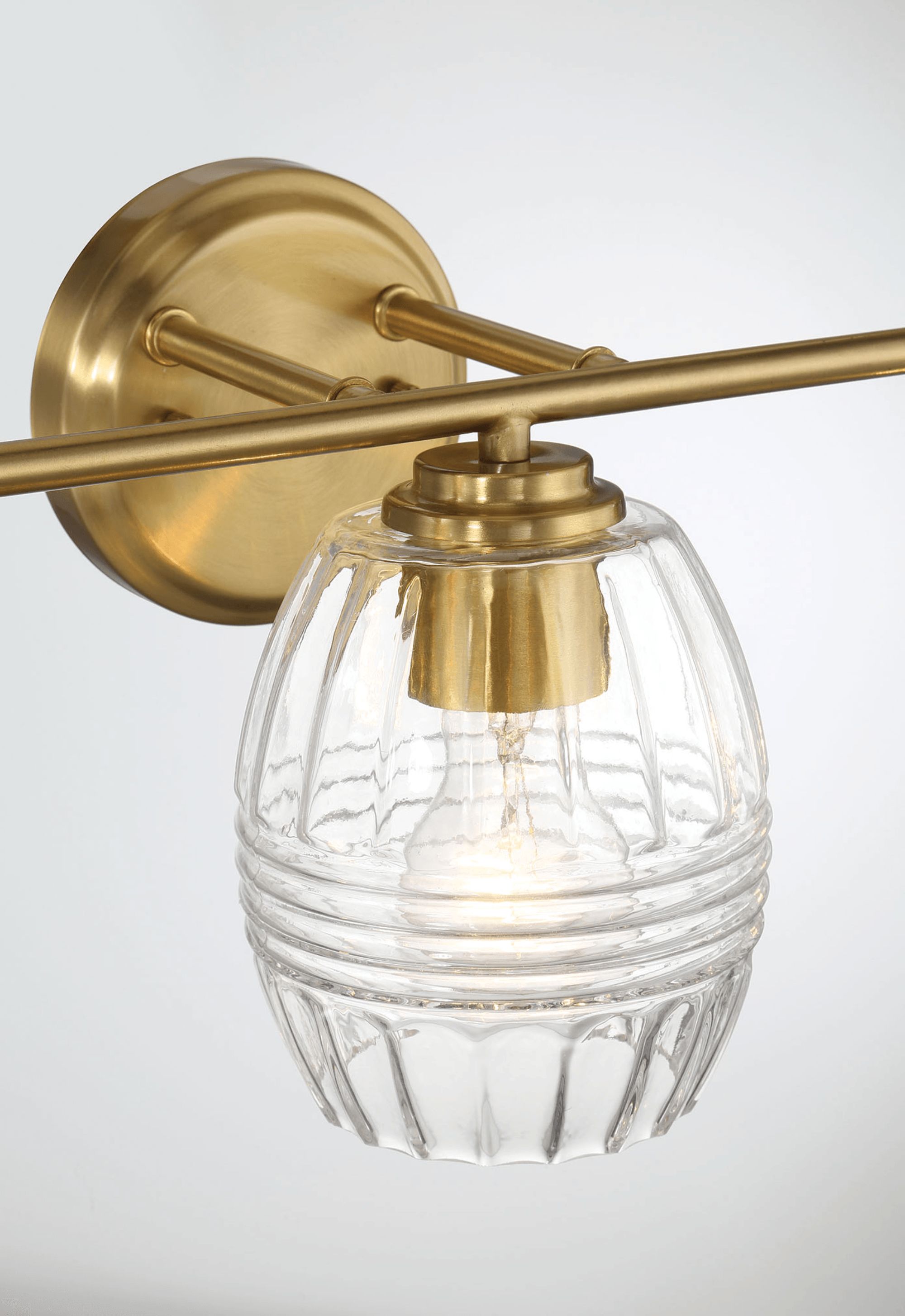 Ashcroft - Luster Three Lights Vanity With Clear Glass for Bathrooms above Mirror Wall Lamp - Satin Brass