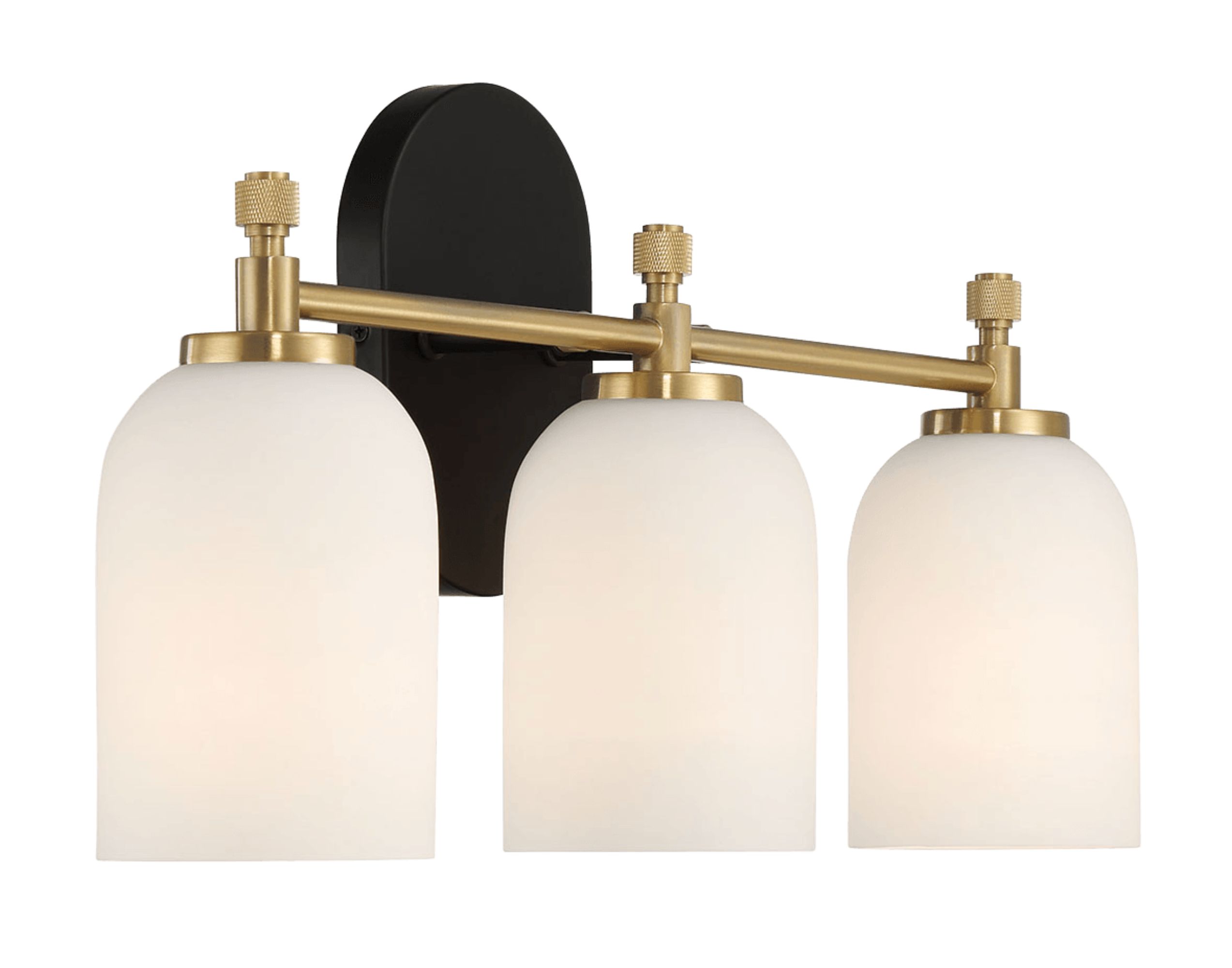 Ashcroft - Meadows Three Lights Vanity Brushed Gold Bathroom Wall Light for Bathroom Over Mirror 20.5"W × 10.125"H × 5.5"E with White Frosted Glass