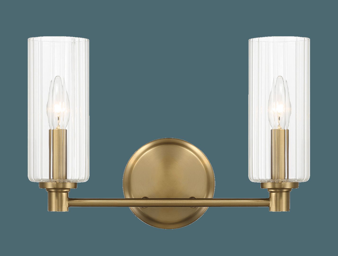 Ashcroft - Regal Double Light Vanity With Clear Ribbed Glass - Satin Brass