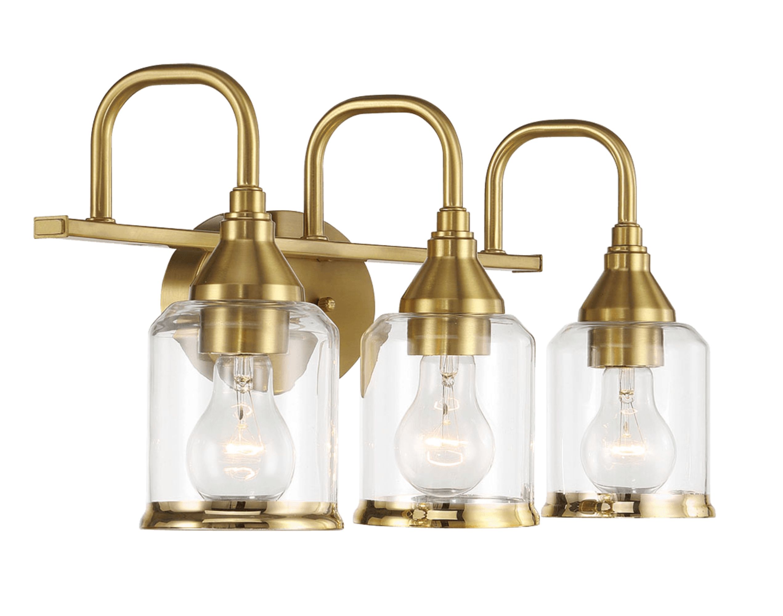 Ashcroft - Twilight Three Lights Brushed Gold Contemporary Vanity Light 22"W × 10"H × 7.48"E with Clear Glass