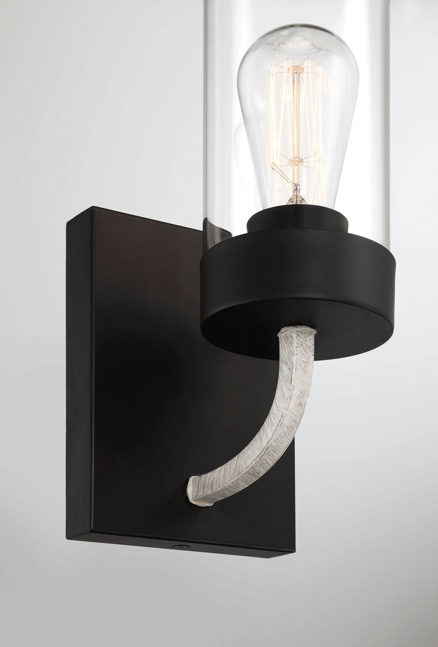 Ashcroft - Zephyr Single Light Sconce With Clear Glass Metal Black Finish