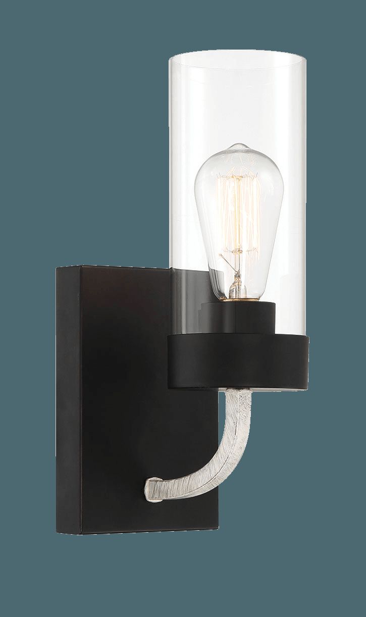 Ashcroft - Zephyr Single Light Sconce With Clear Glass Metal Black Finish