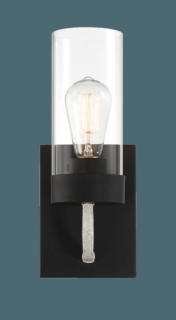 Ashcroft - Zephyr Single Light Sconce With Clear Glass Metal Black Finish