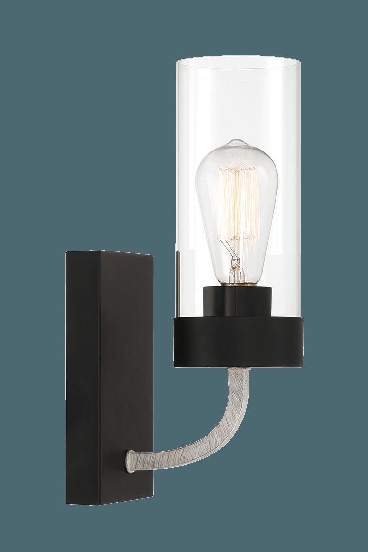 Ashcroft - Zephyr Single Light Sconce With Clear Glass Metal Black Finish
