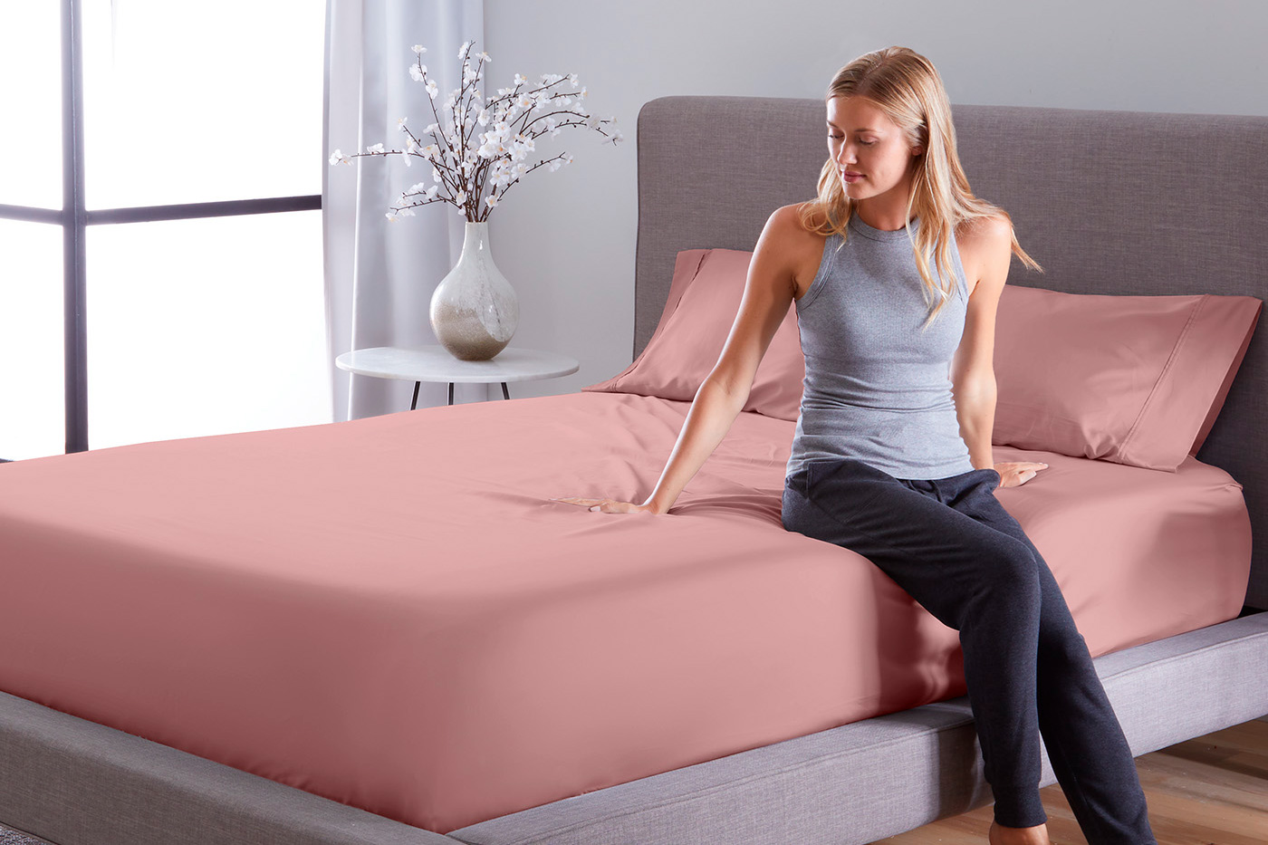 Bedgear Hyper-Cotton Sheet Set - Blush, Split King Size