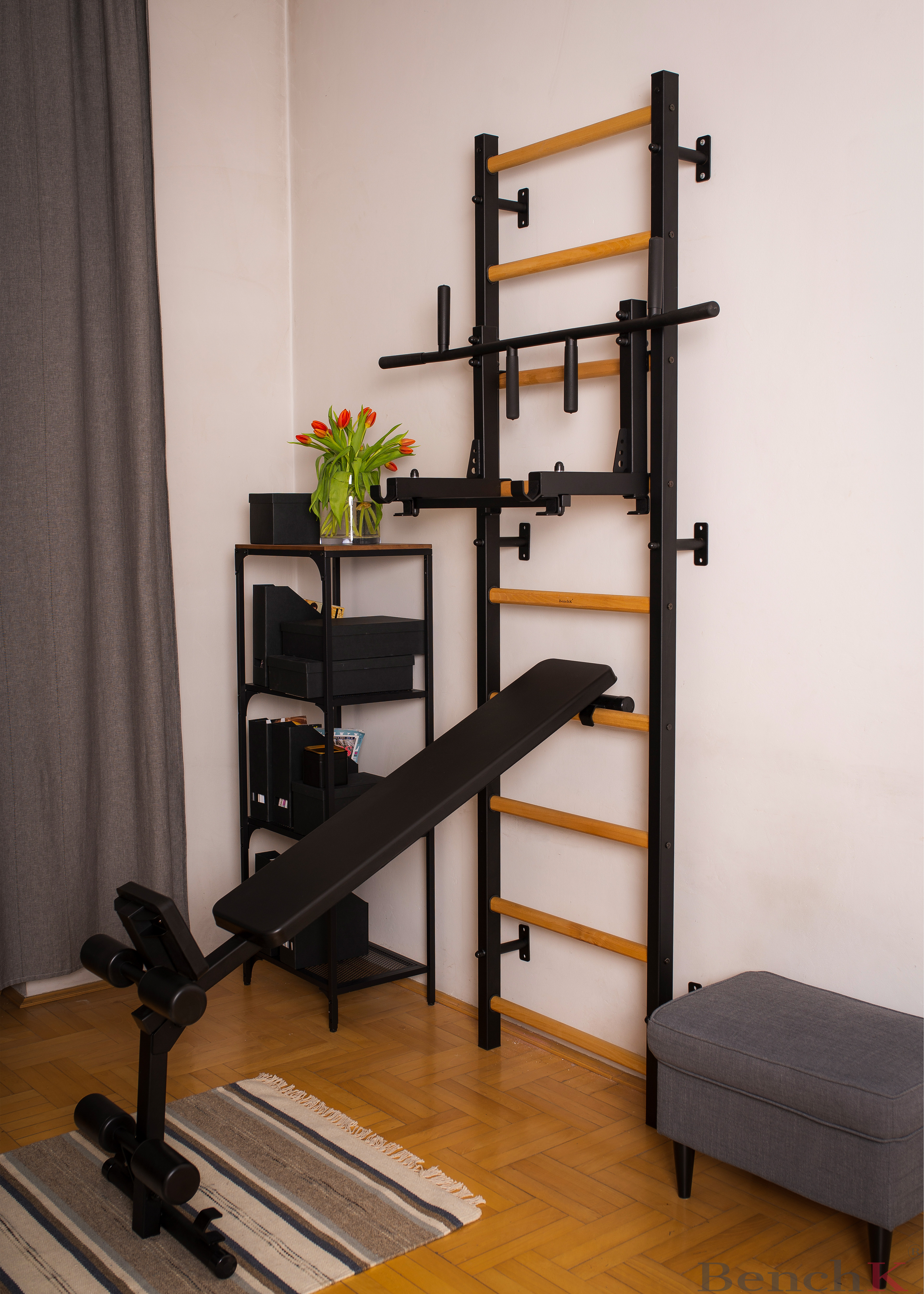 BenchK B1B Rotatable Workout Bench - Black