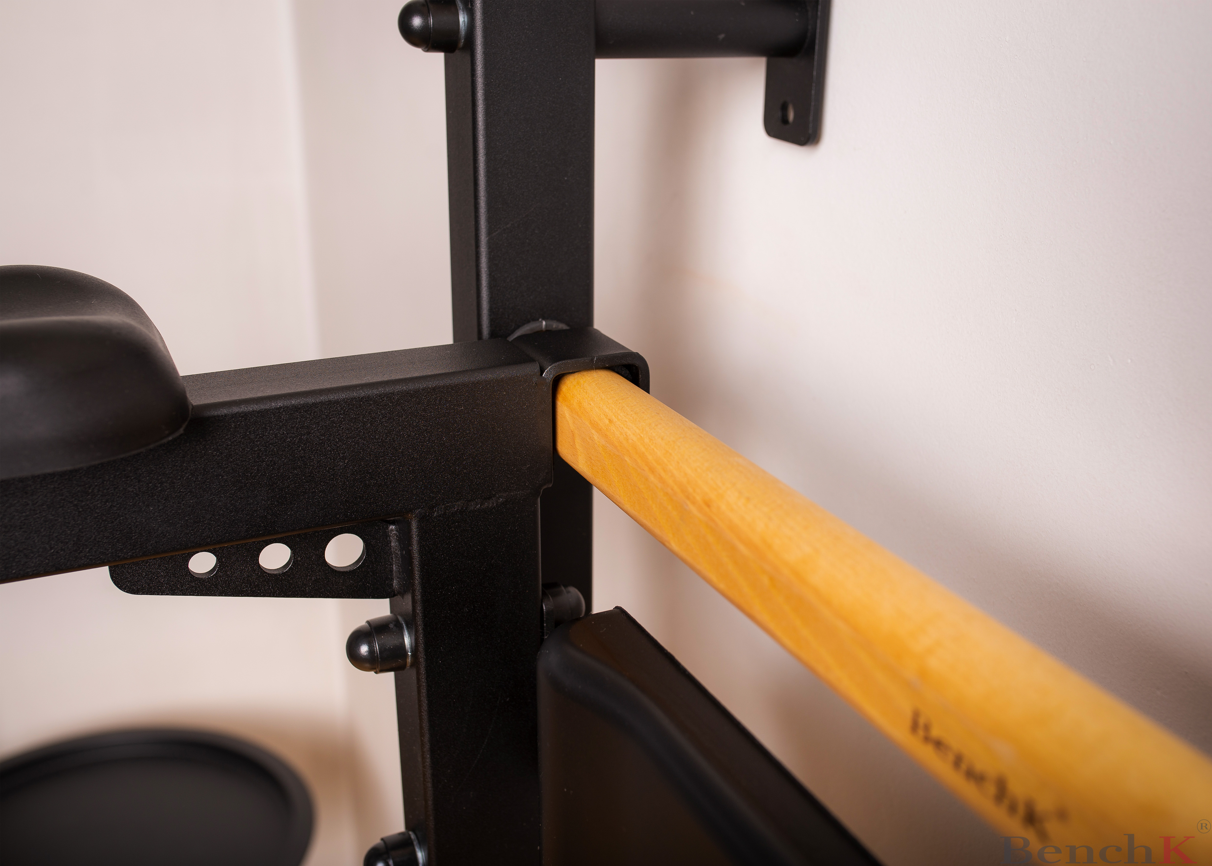 BenchK DB1B Dip Bar with Back Support - Black