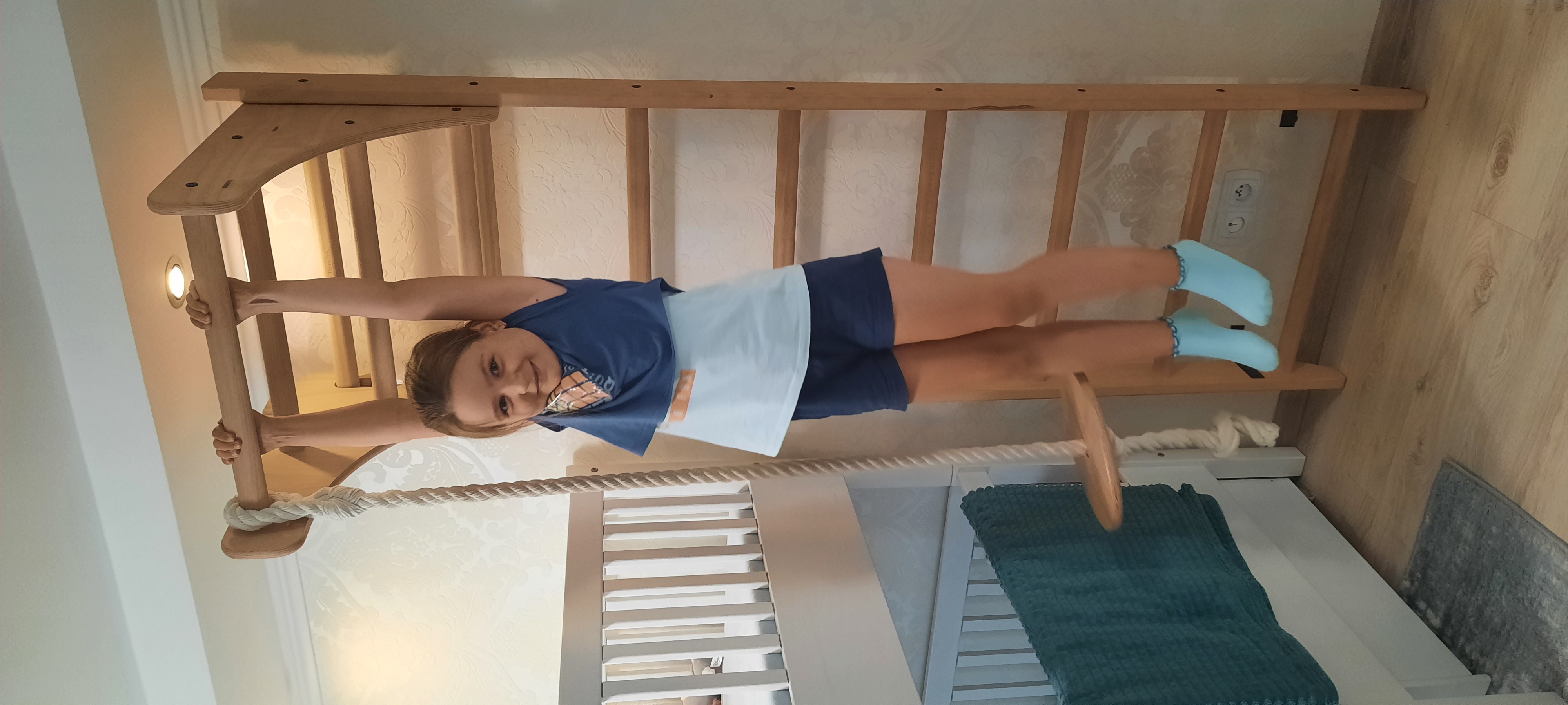 BenchK PB204 Adjustable Wooden Pull-Up Bar for Wall Bars - Light Beech