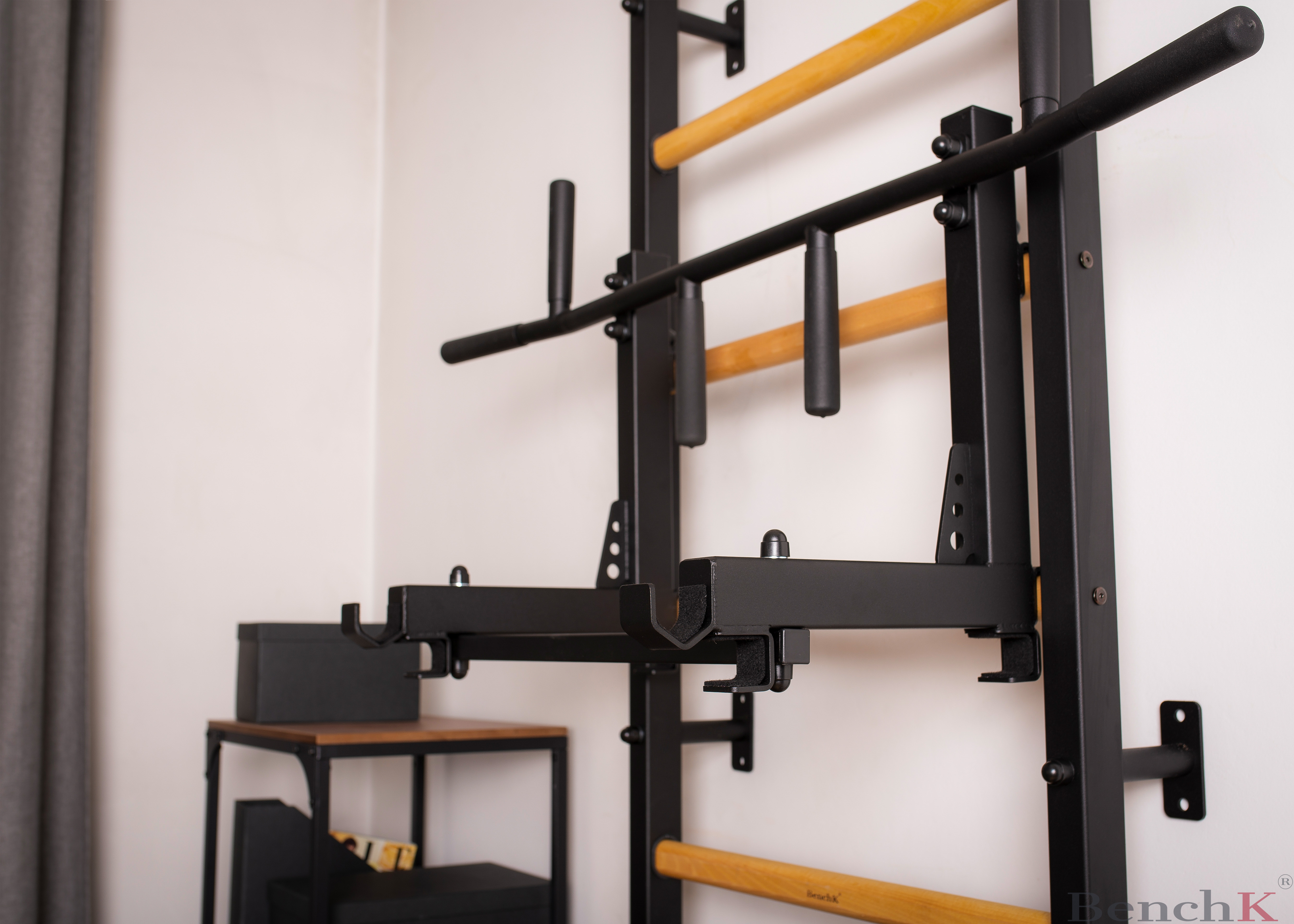 BenchK PB3B Convertible Steel 6-grip Pull-Up Bar - Black