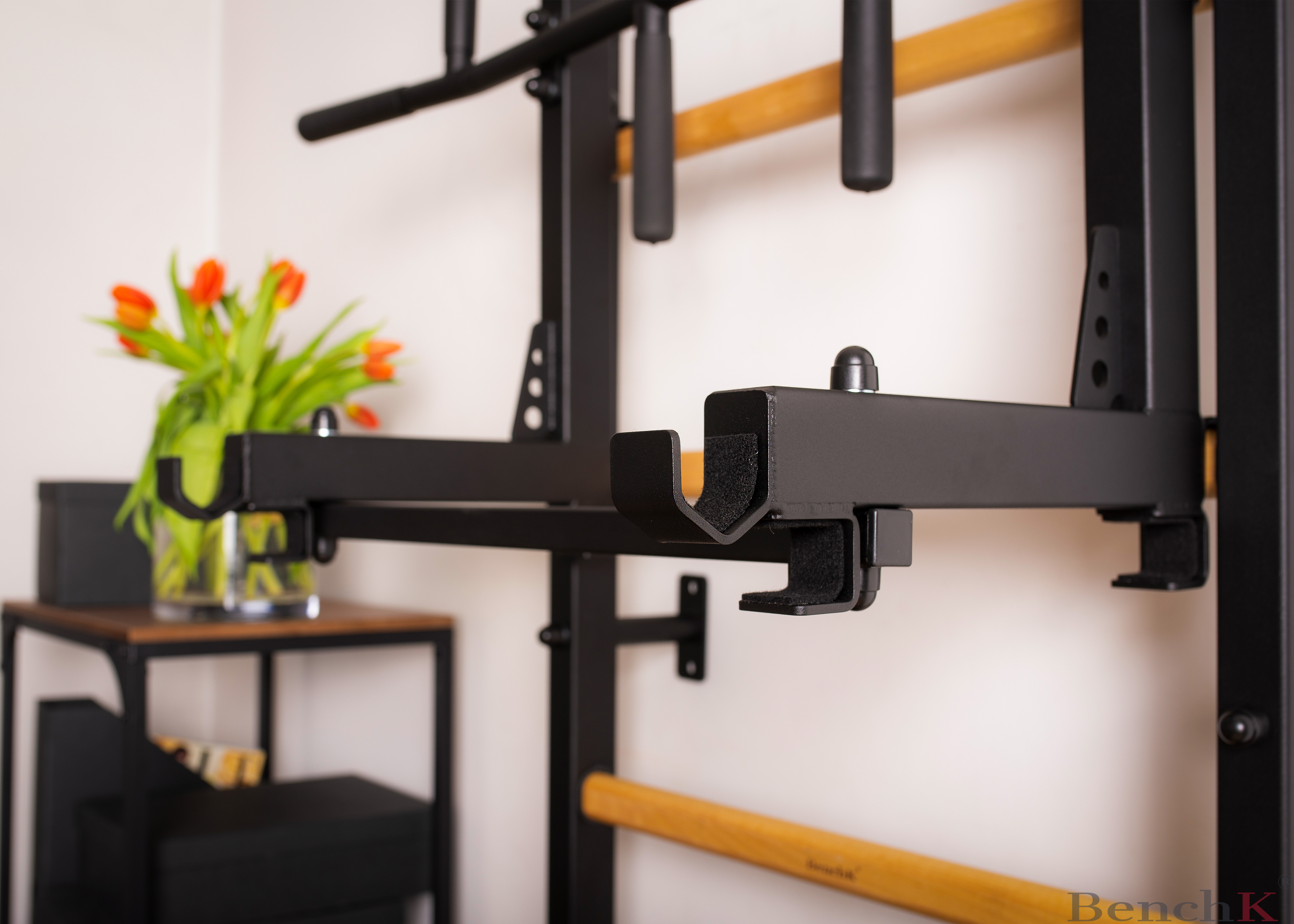 BenchK PB3B Convertible Steel 6-grip Pull-Up Bar - Black