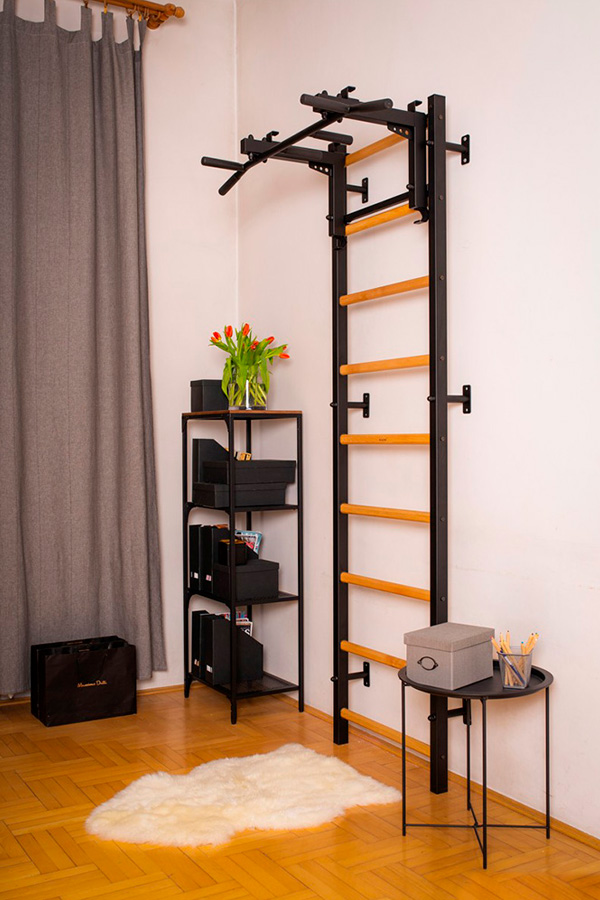 BenchK - 731 Wood Wall Bar with Convertible Pull-Up Bar