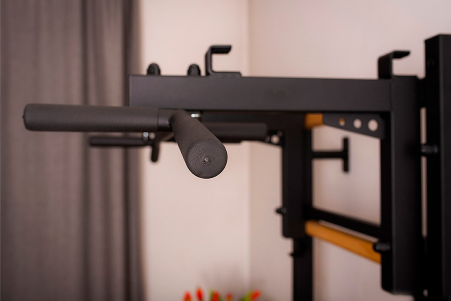 BenchK 731B Wall Bar with Convertible Pull-Up Bar - Black/Wood