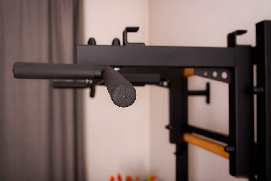 BenchK 732B Wall Bar with Convertible Pull-Up Bar and Dip Bar - Black/Wood