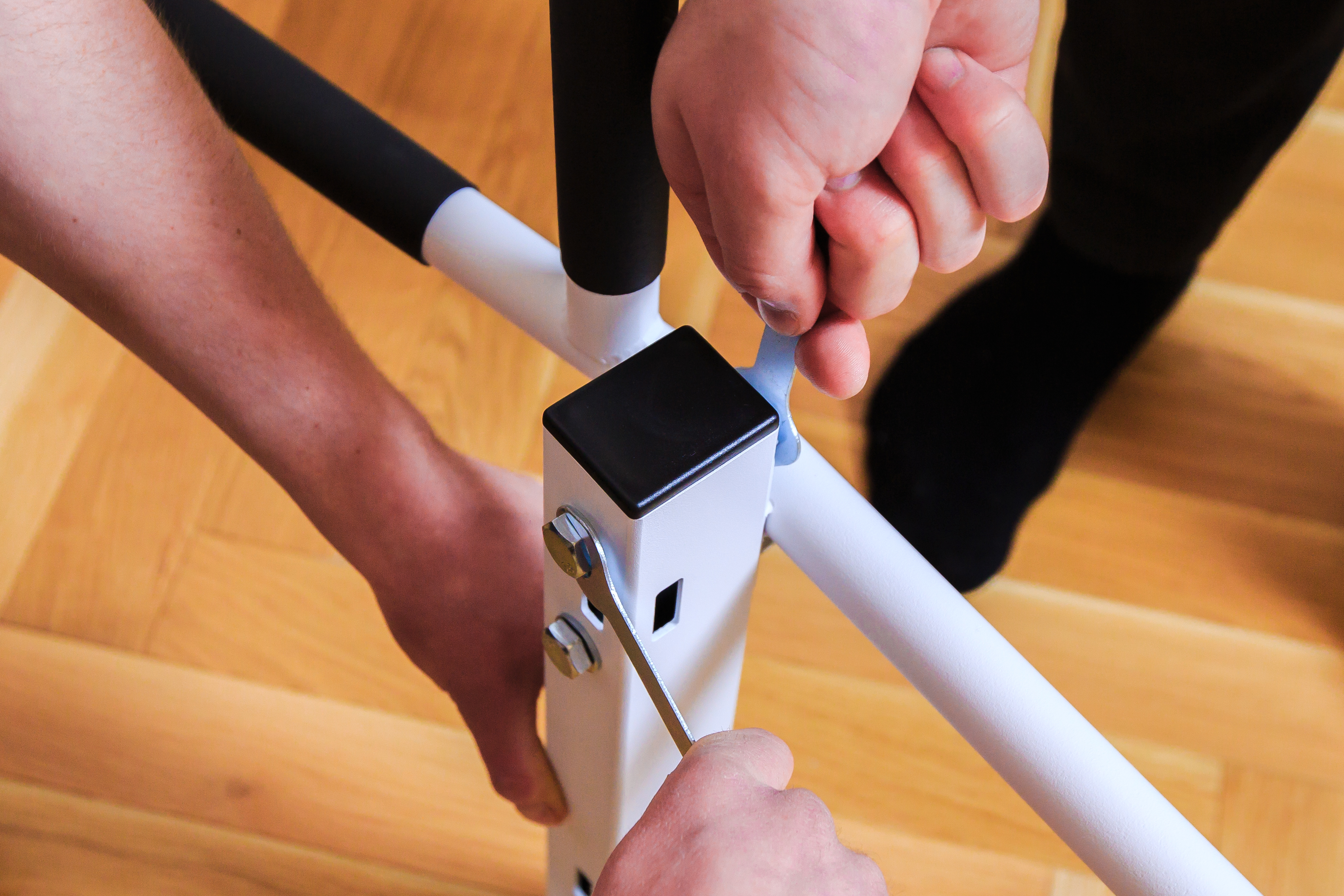 BenchK PB2W Fixed Steel 6-grip Pull-Up Bar - White