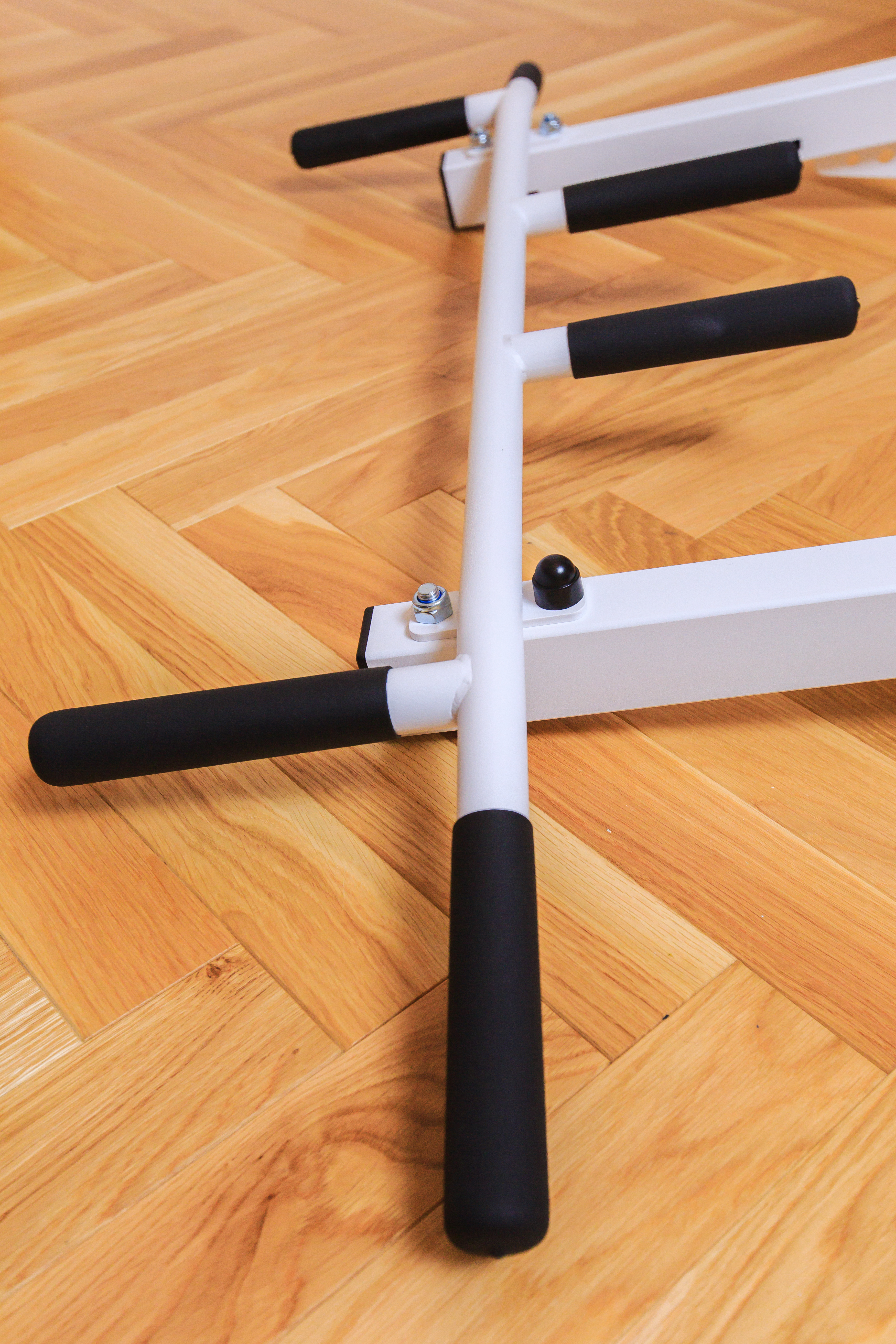 BenchK PB2W Fixed Steel 6-grip Pull-Up Bar - White