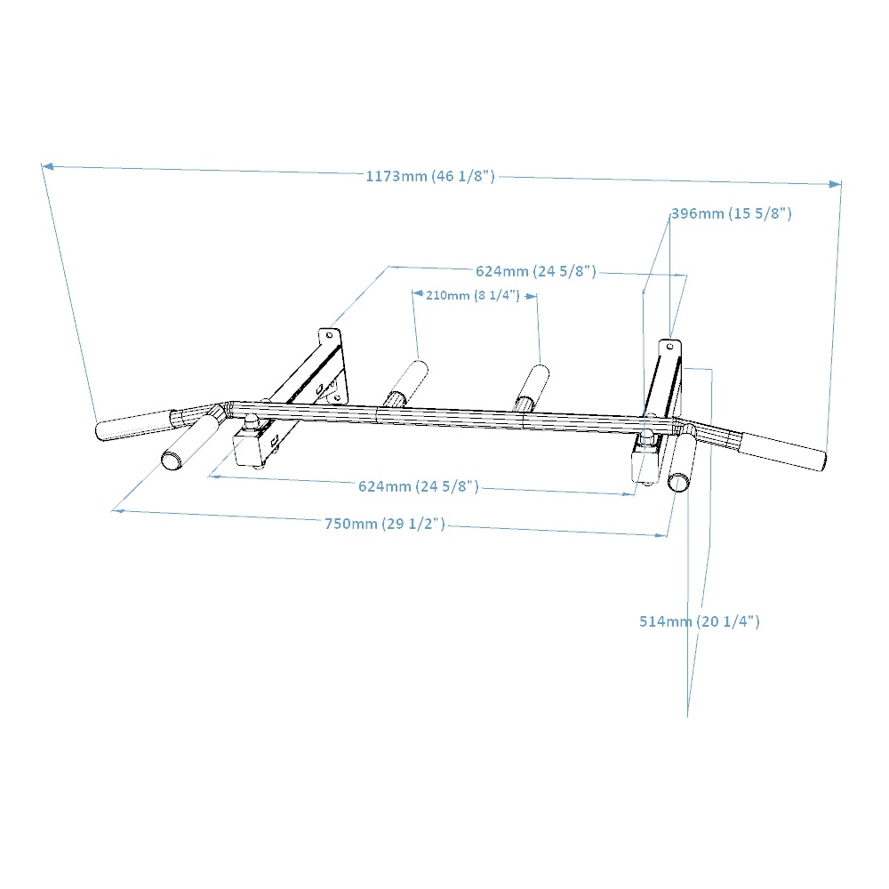 BenchK PB2W Fixed Steel 6-grip Pull-Up Bar - White