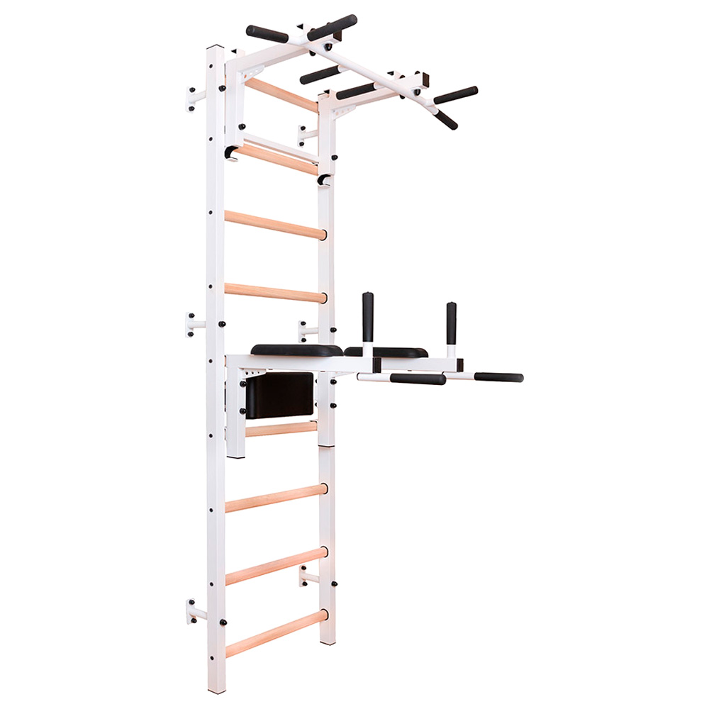 BenchK - 732 Wood Wall Bar with Convertible Pull-Up Bar and Dip Bar