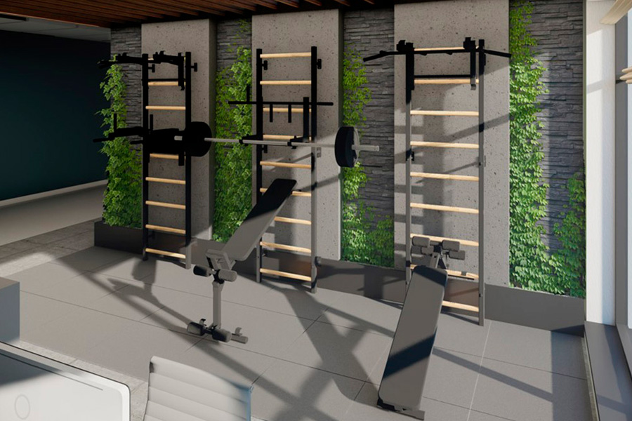 BenchK 732W Wall Bar with Convertible Pull-Up Bar and Dip Bar - White/Wood