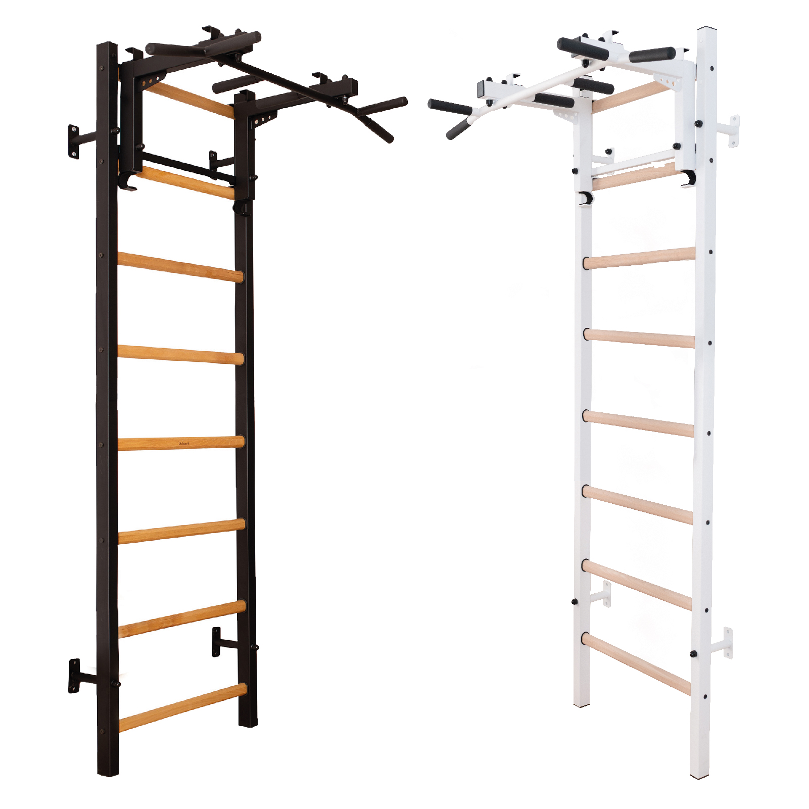 BenchK 231B Wall Bar with Convertible Pull-Up Bar - Black/Wood