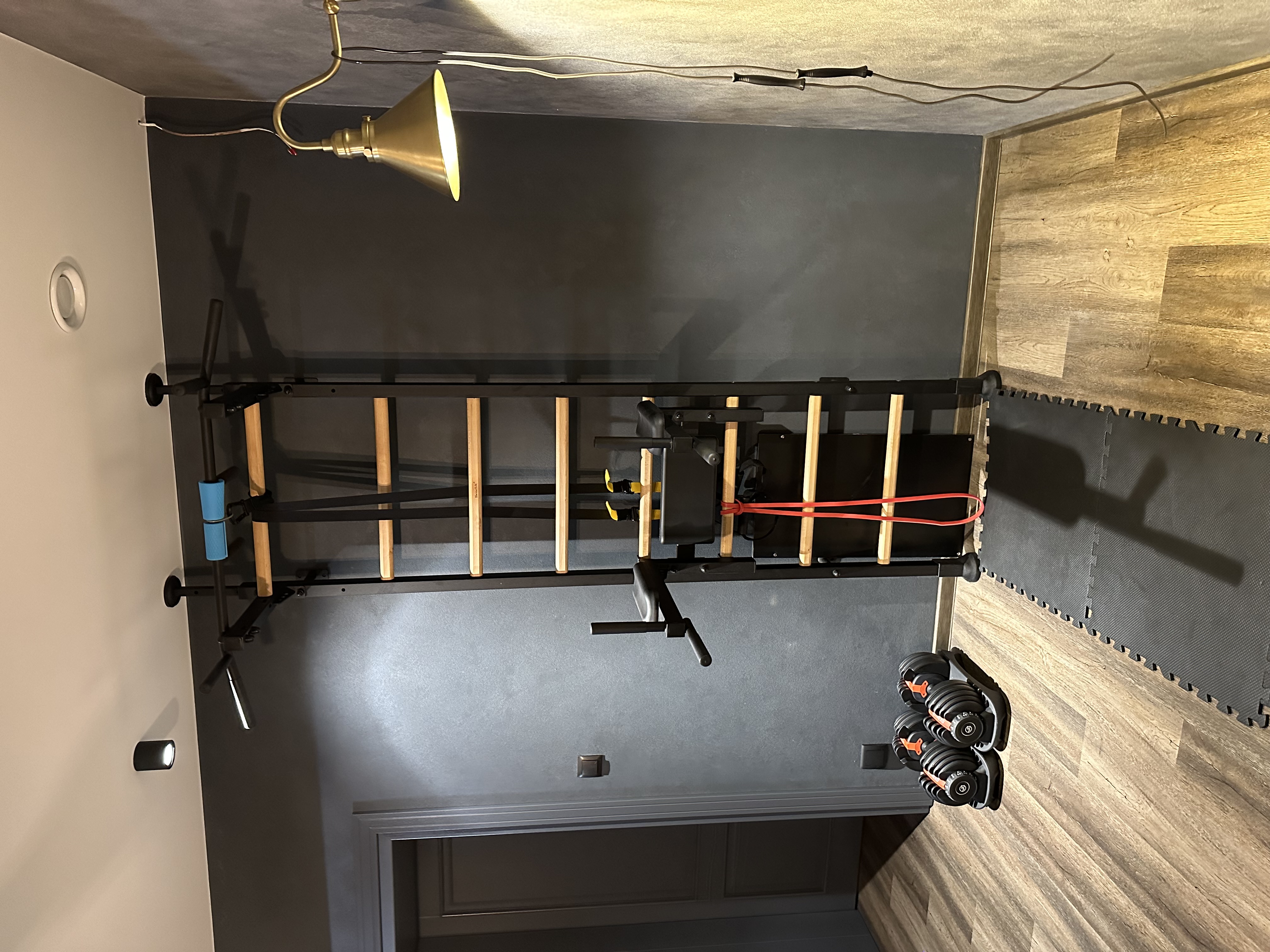 BenchK 522B Wall Bar with Pull-Up Bar and Dip Bar - Black/Wood