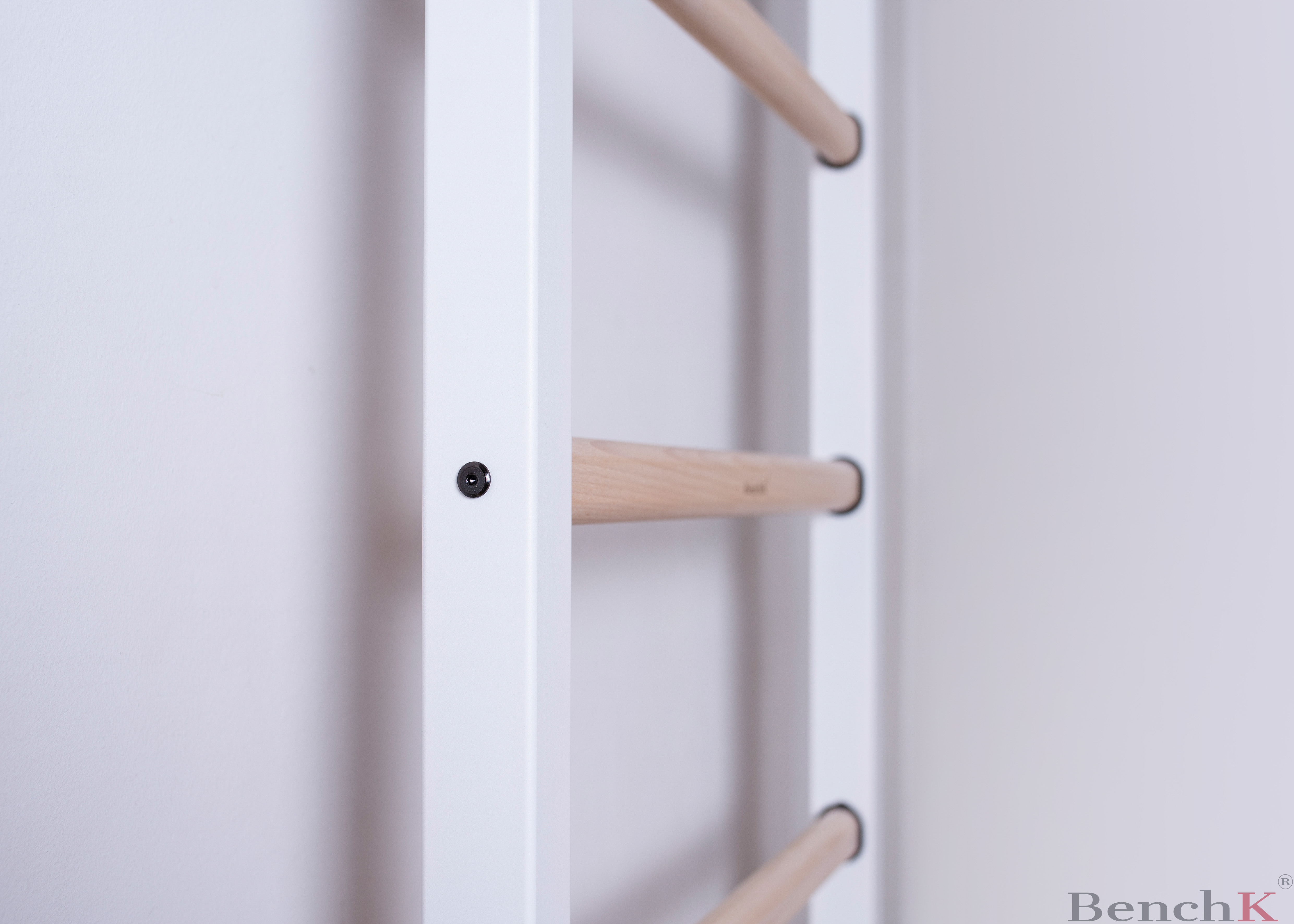 BenchK 522W Wall Bar with Pull-Up Bar and Dip Bar - White/Wood