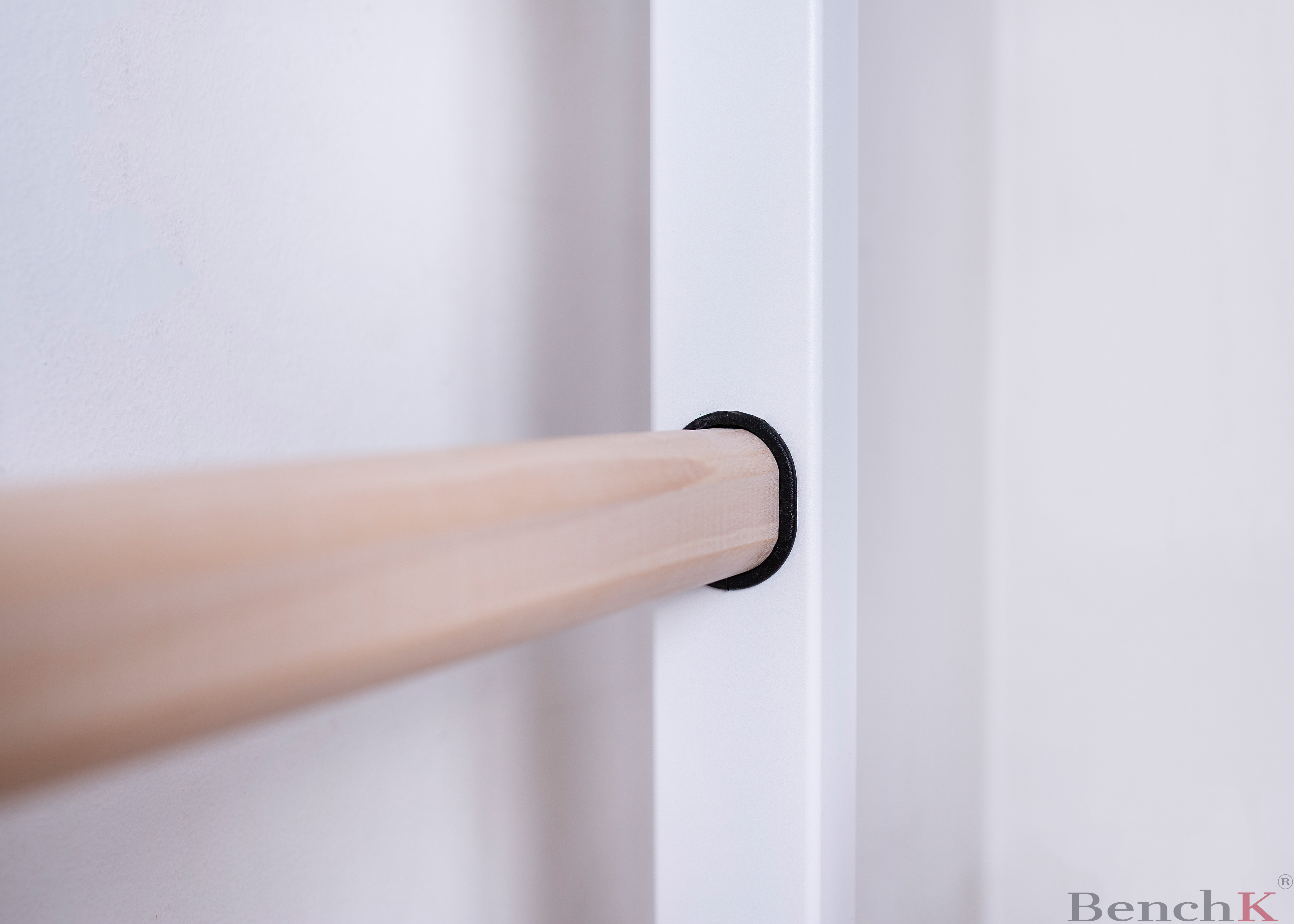 BenchK 522W Wall Bar with Pull-Up Bar and Dip Bar - White/Wood