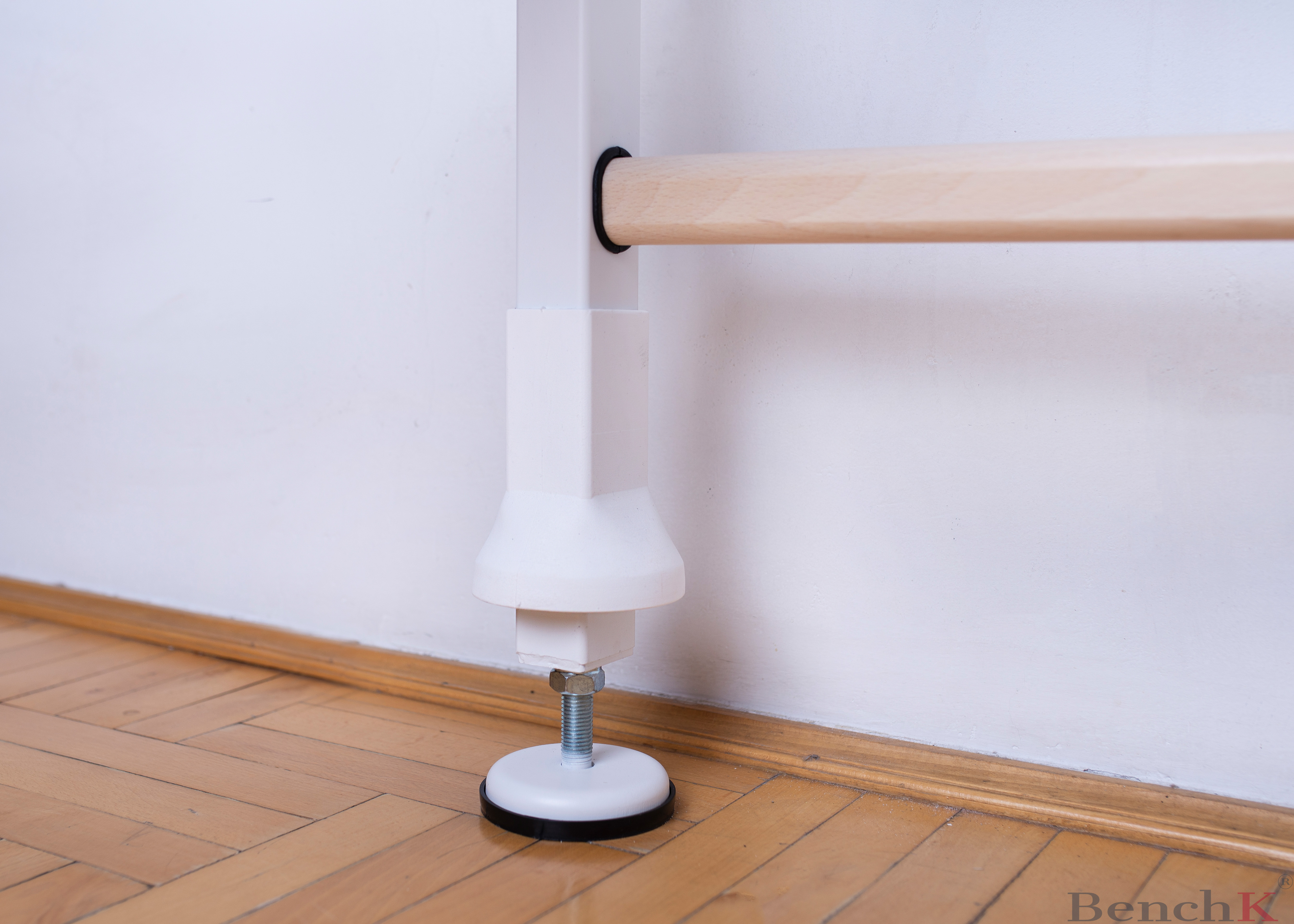BenchK 522W Wall Bar with Pull-Up Bar and Dip Bar - White/Wood