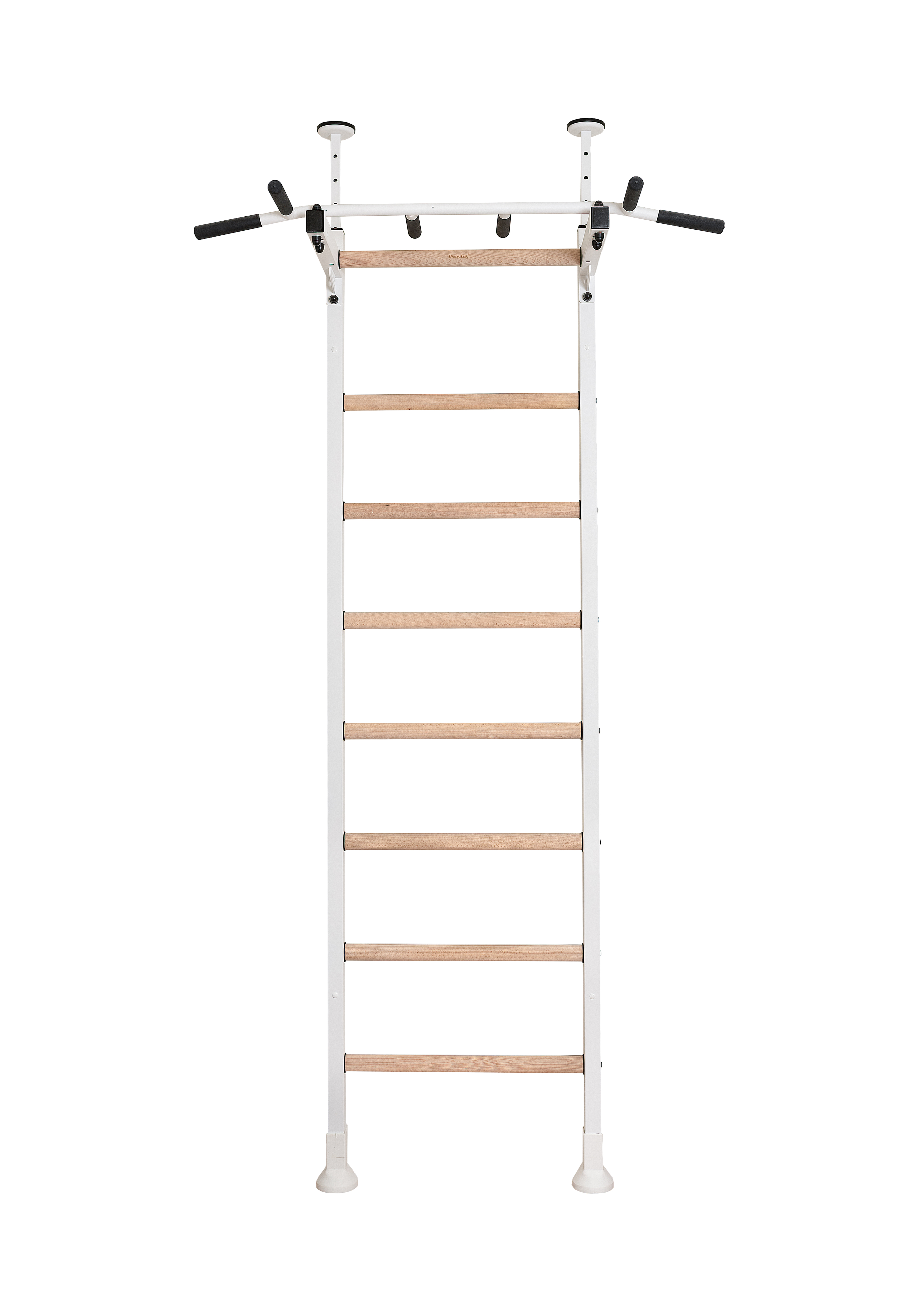 BenchK 521W Wall Bar with Pull-Up Bar - White/Wood