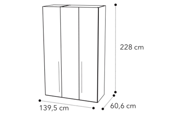 Camelgroup Maia Night 3-Door Wardrobe - Ivory