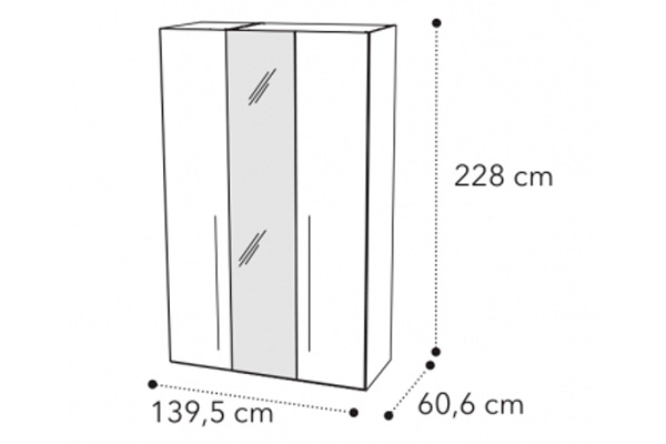 Camelgroup Maia Night 3-Door Wardrobe with Mirror - Ivory