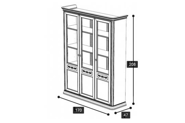 Camelgroup Torriani Bookcase with 3 Wooden Doors and 5 Glass Shelves - Walnut