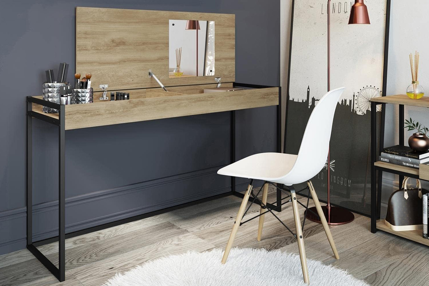Casabianca - Noa Office Desk with Storage in Oak, Chipboard