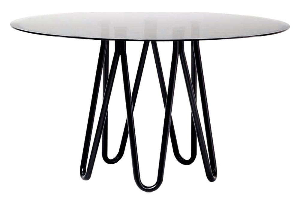 Casamania Meduse Round Dining Table - Black Top, Smoky Glass