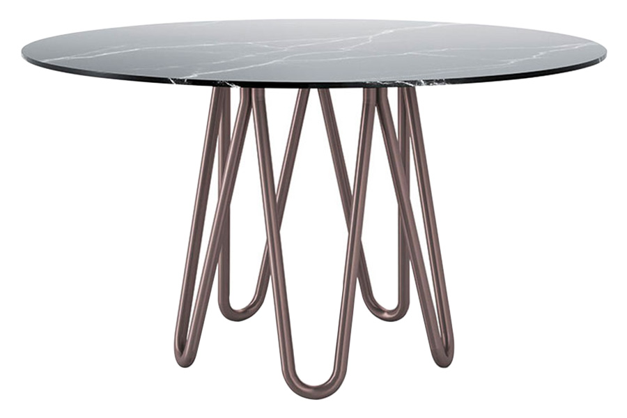 Casamania Meduse Round Dining Table - Black Top, Carrara Marble