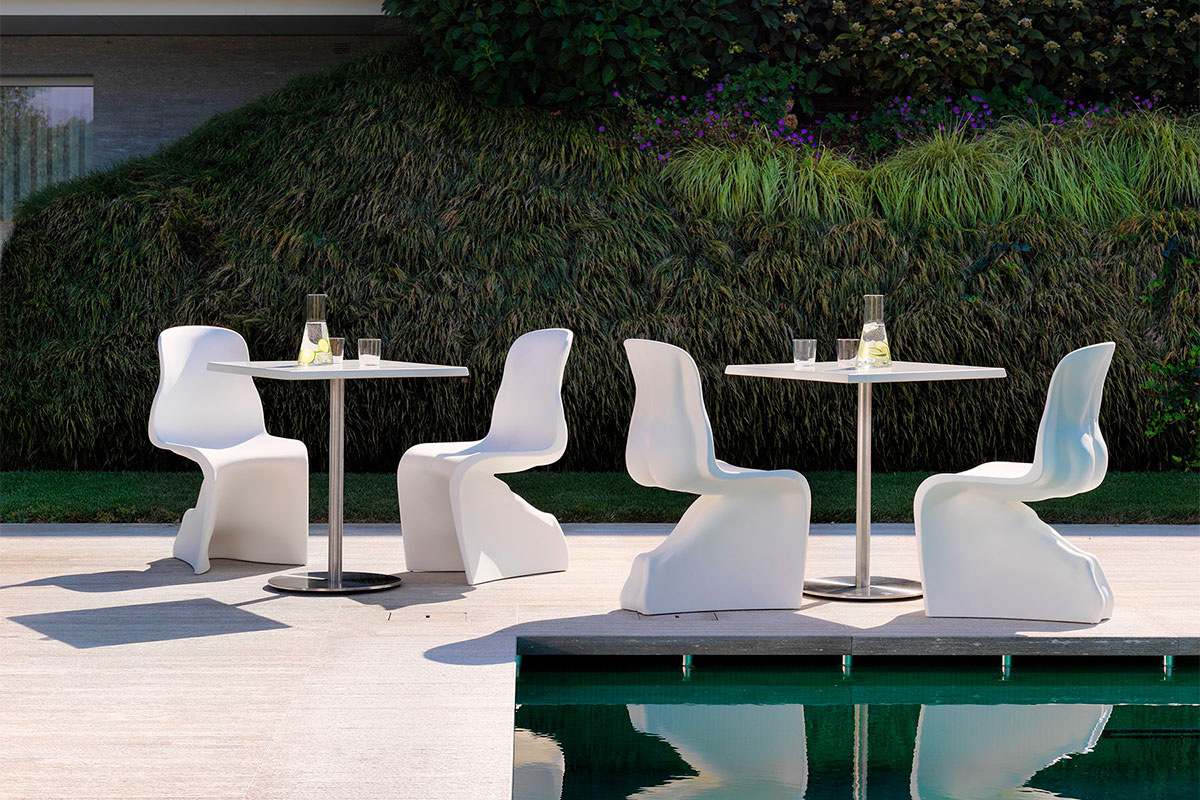 Casamania T1 Outdoor Bistrot Square Cafe Bar Table - White HPL Top and Steel Structure