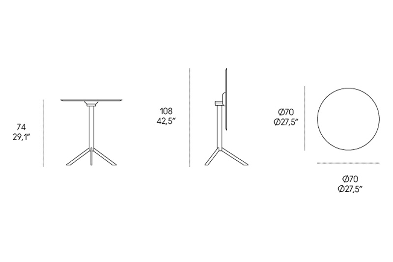 Casamania T4 Bistrot Round Cafe Bar Table - Black HPL Top