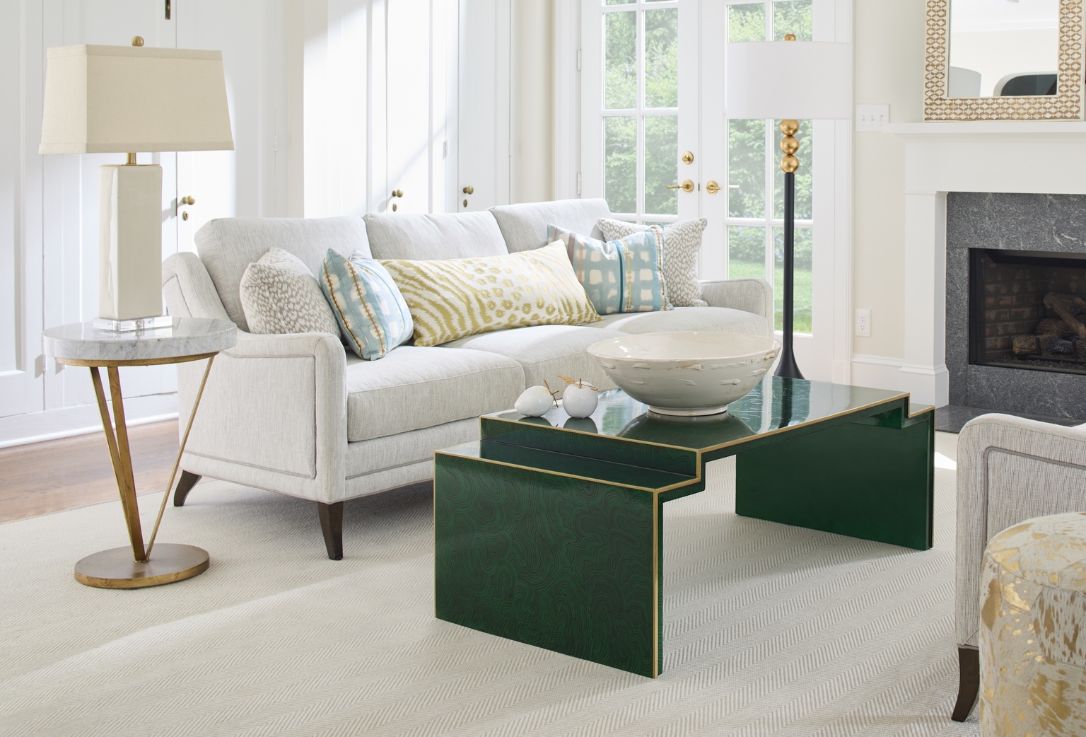 Chelsea House - Trifold Table in Gold/Natural White