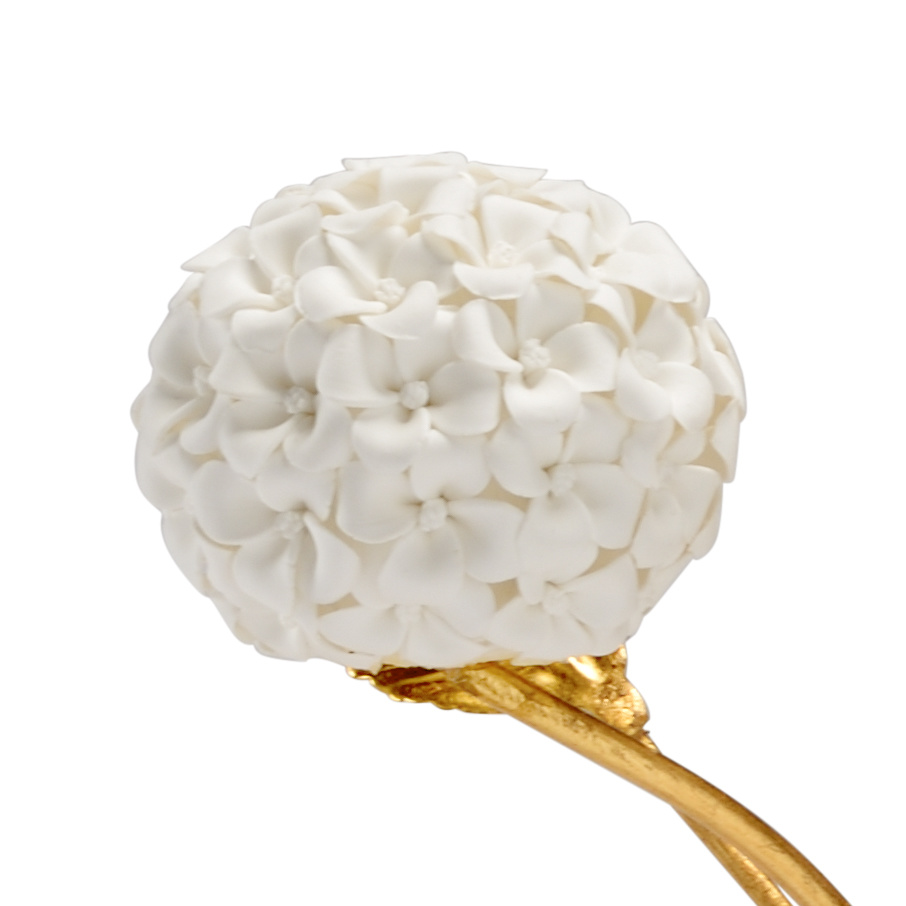 Chelsea House - Small Hydrangea On Stand in Antique Gold/White
