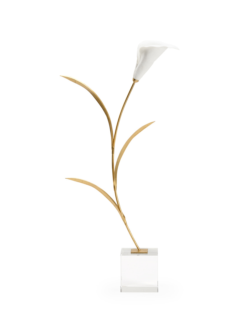 Chelsea House - Calla Lily On Stand in White/Gold Leaf