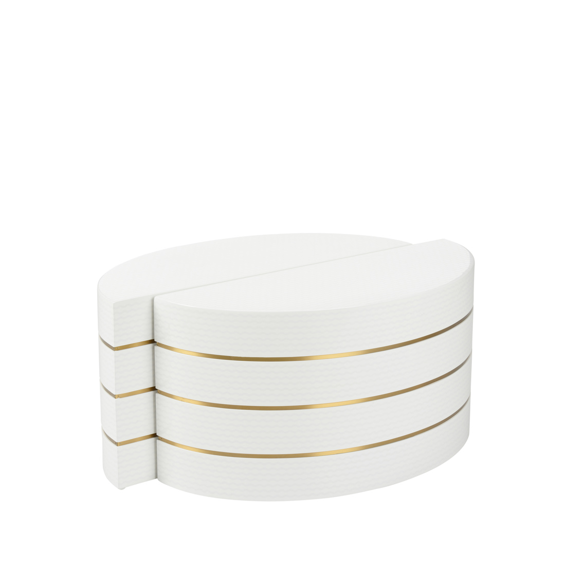 Chelsea House - Mezzaluna Bunching Tables (S2) in White/Silver/Antique Brass